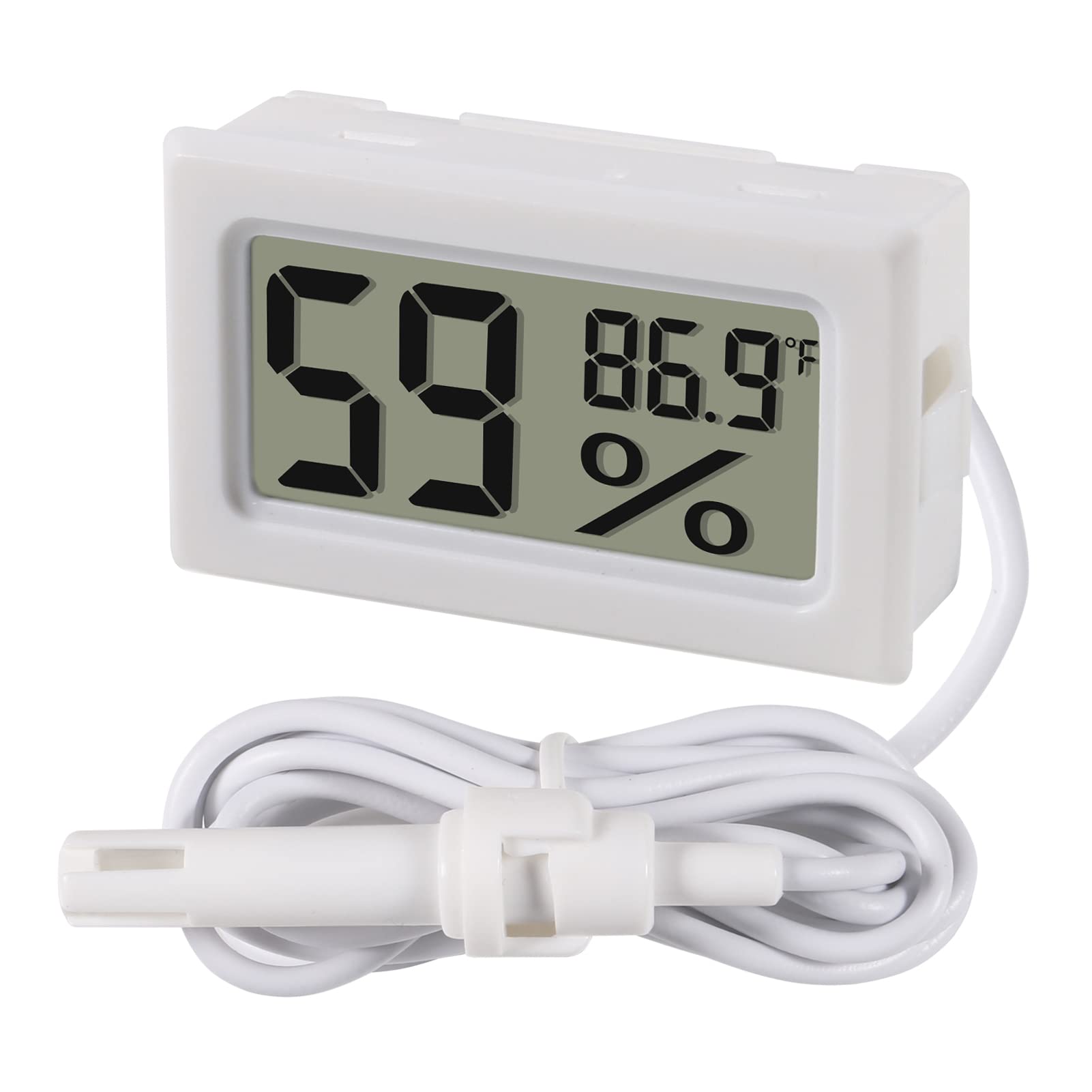 2-Pack Mini Digital Hygrometer Thermometer with Probe - LCD Display for Temperature (°F) & Humidity Monitoring - Perfect for Incubators, Reptile Terrariums, Plant Greenhouses, Humidors & Guitar Cases - Indoor/Outdoor Use