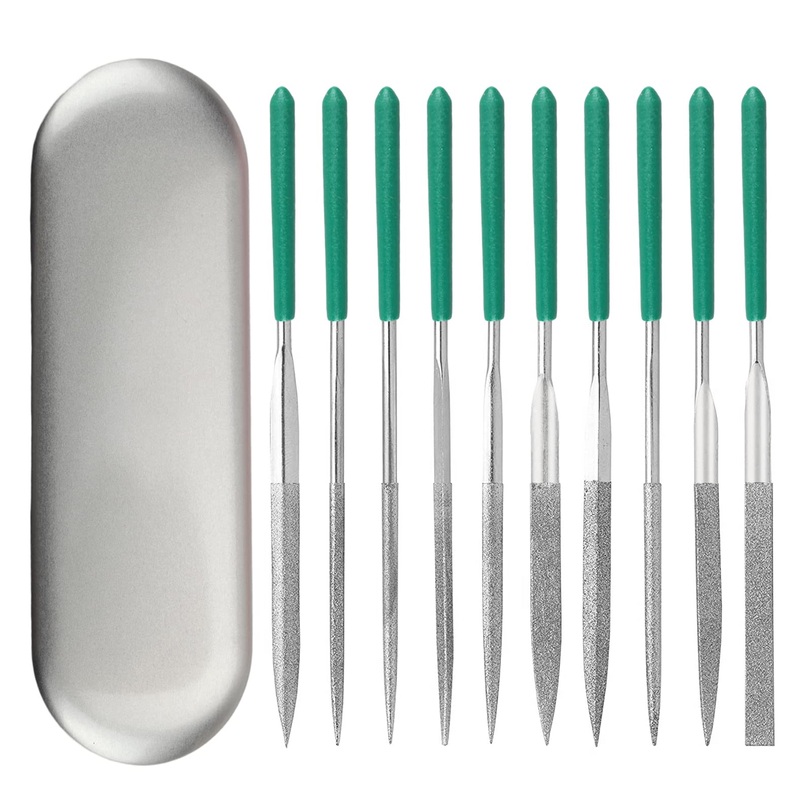Millousong 10-Piece Diamond Needle File Set (6.3 Inch) - Professional Metal, Wood & Plastic Files for Jewelry Making, 3D Printing, DIY Crafts - Home & Office Workshop Tools with Storage Box