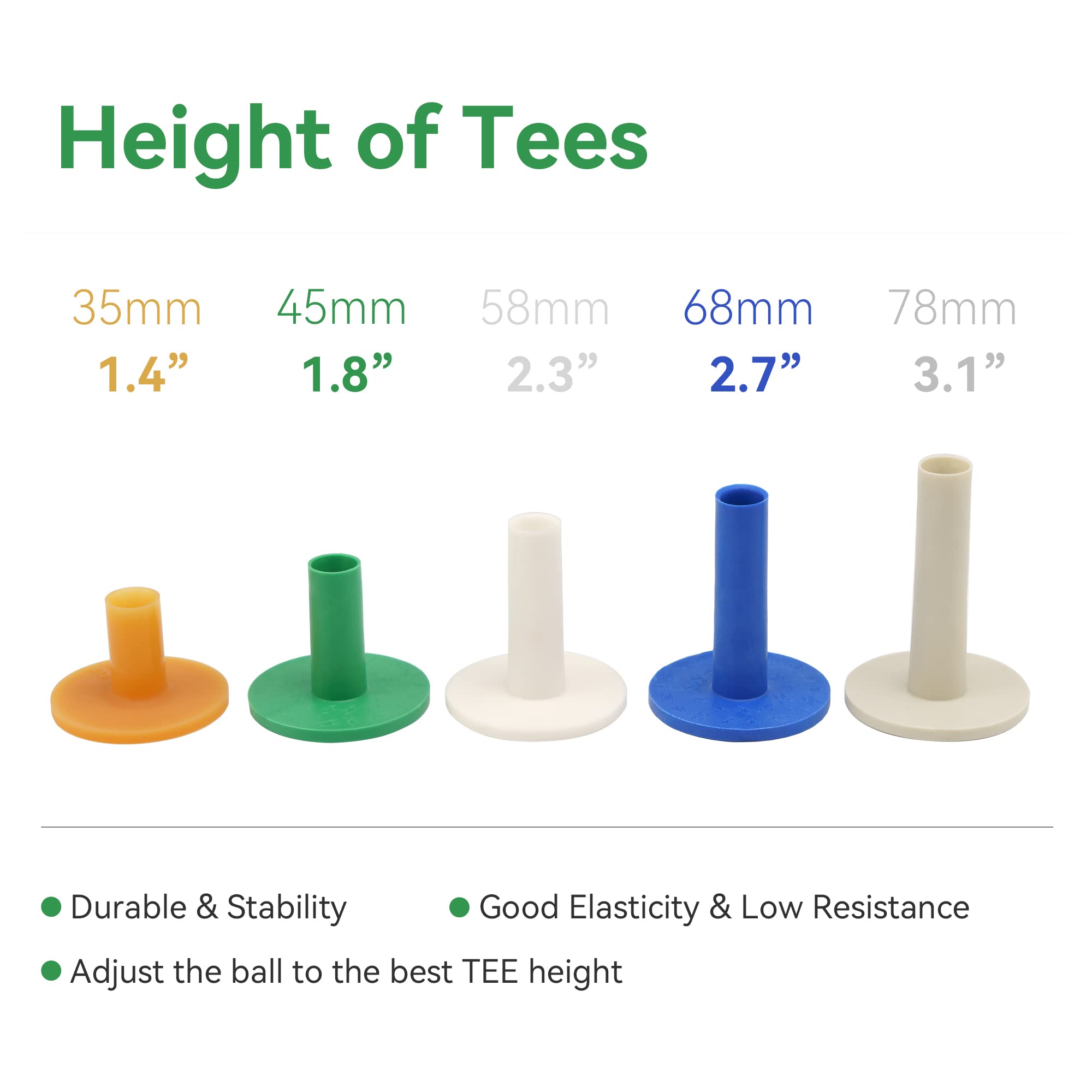 Premium Golf Rubber Tees for Practice & Training - Mixed Size Driving, Putting & Chipping Tees - Compatible with Golf Mats & Nets - Ideal for Indoor/Outdoor, Backyard, Home & Office Use - Perfect for Driving Range Practice & Backyard Golf Sessions