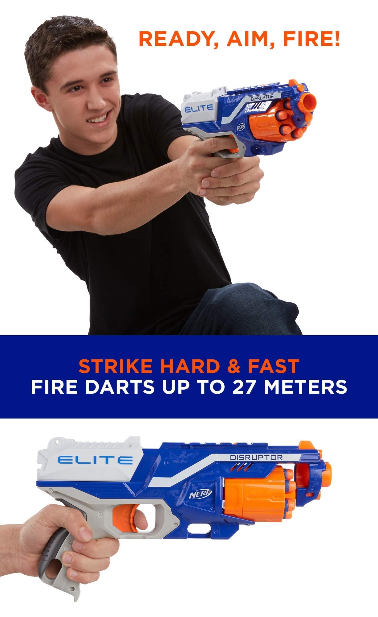 NERF Disruptor Elite Blaster with 6 Official Nerf Elite Darts - High-Performance Foam Dart Blaster for Outdoor Games, Target Practice & Nerf Battles (Ages 8+)
