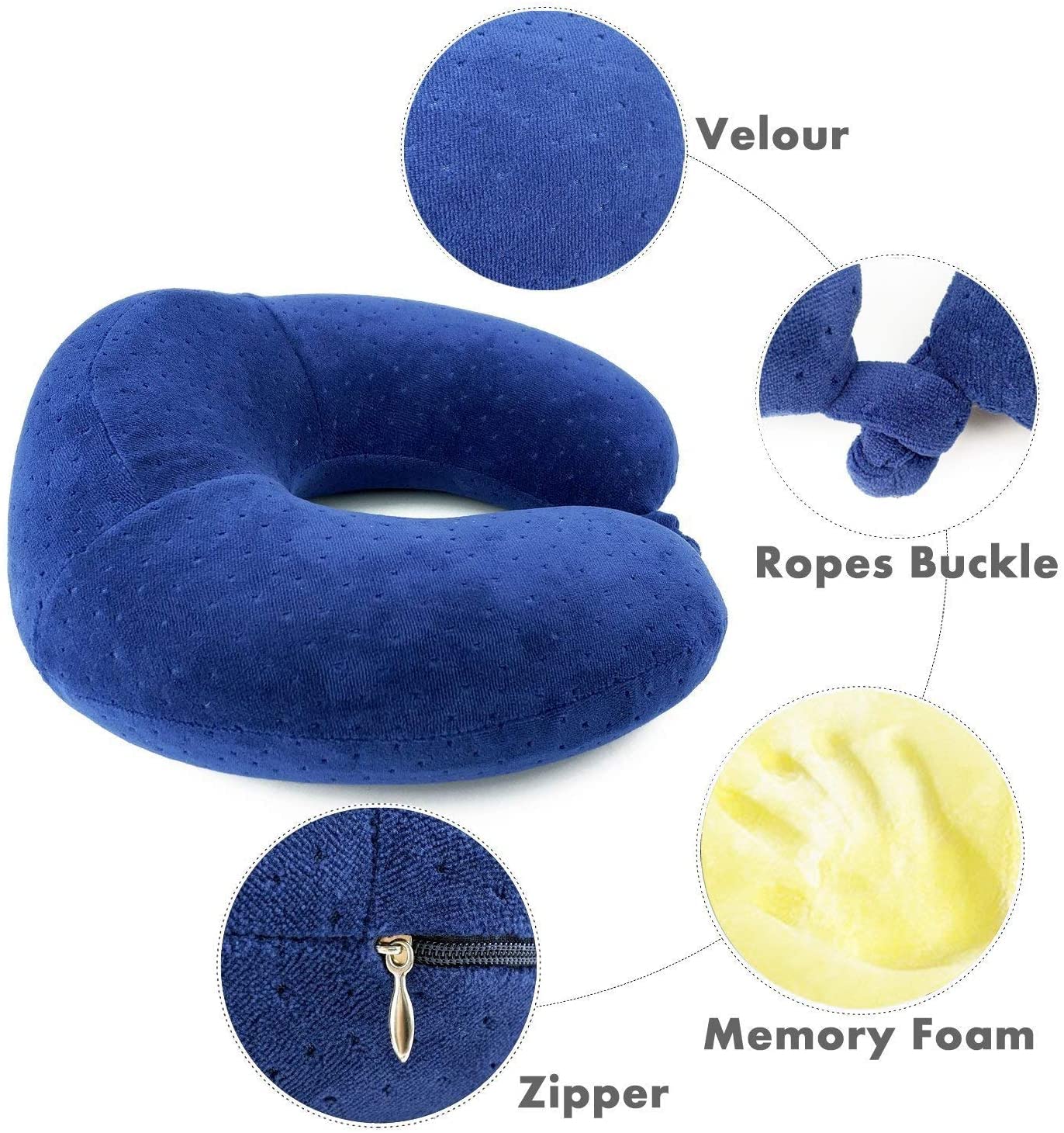 Memory Foam Travel Neck Pillow - Ergonomic Support for Airplane, Car & Camping - Lightweight & Portable Sleep Cushion for Travelers & Commuters - Perfect for Long Flights, Road Trips & Office Naps