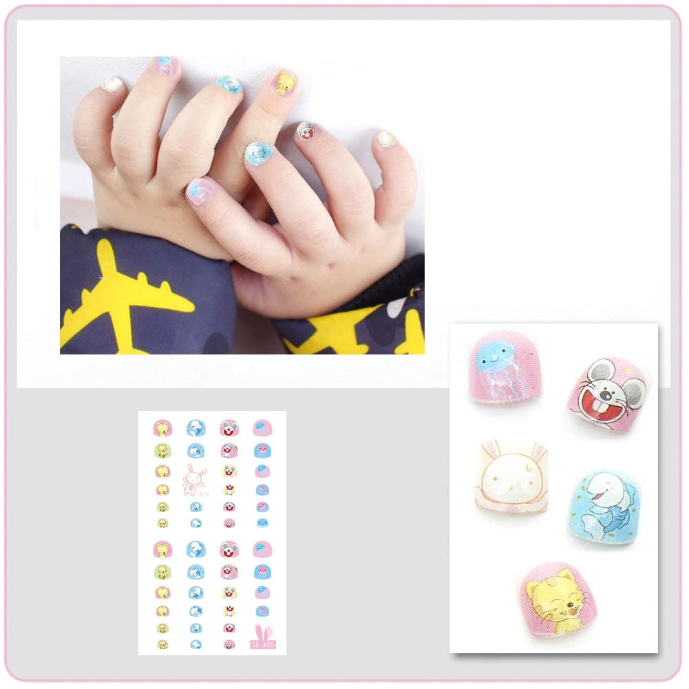 200+ Cute & Kid-Friendly Nail Stickers for Girls - Self-Adhesive Nail Decals for Children's Fingernails & Toenails - Perfect for Birthday Parties, Christmas Stocking Stuffers & DIY Manicures at Home