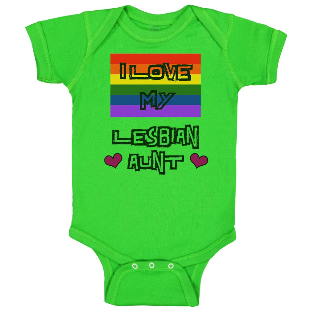 Custom Baby Bodysuit 'I Love My Lesbian Aunt' with Rainbow Flag - LGBTQ+ Pride Funny Cotton Onesie for Infants & Toddlers - Perfect for Pride Parades, Family Gatherings & LGBTQ+ Celebrations