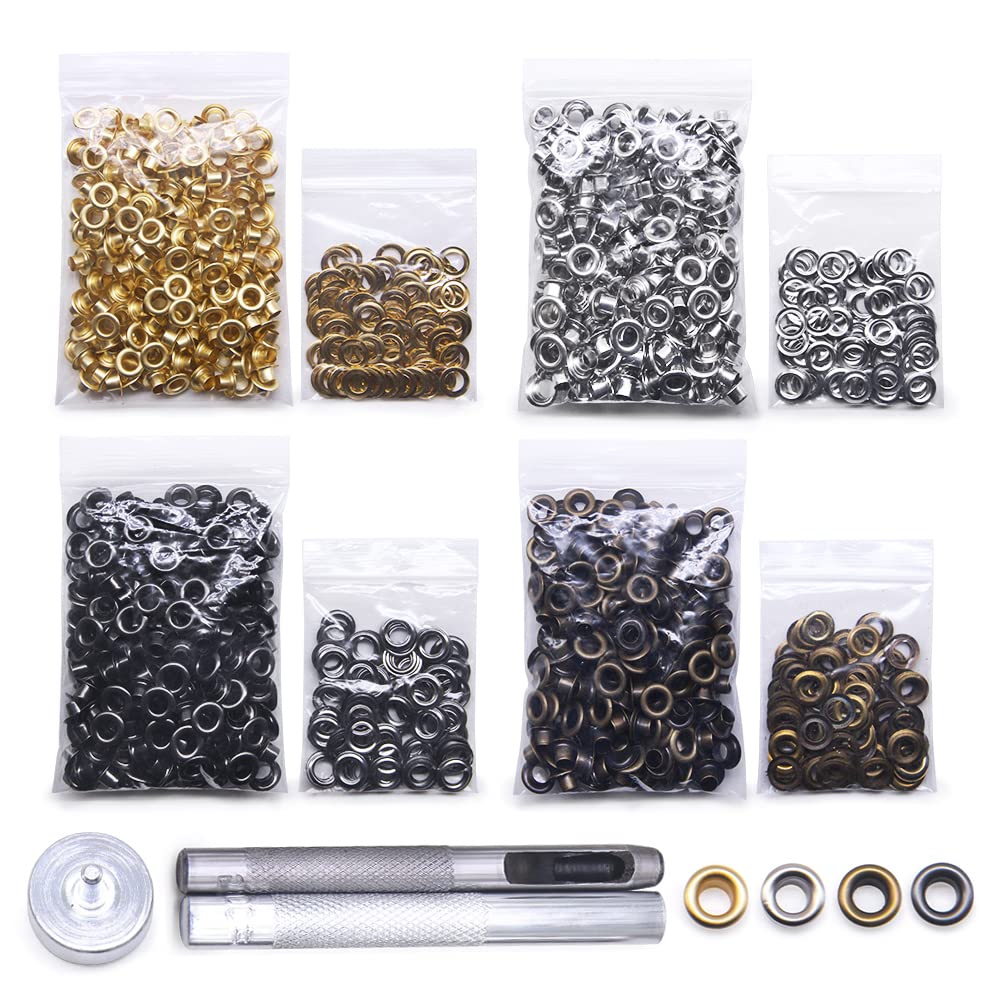 800 Sets Grommet Kit with 3-Piece Installation Tools - 4 Color Options for DIY Crafts, Curtains, Banners & Fabric Projects