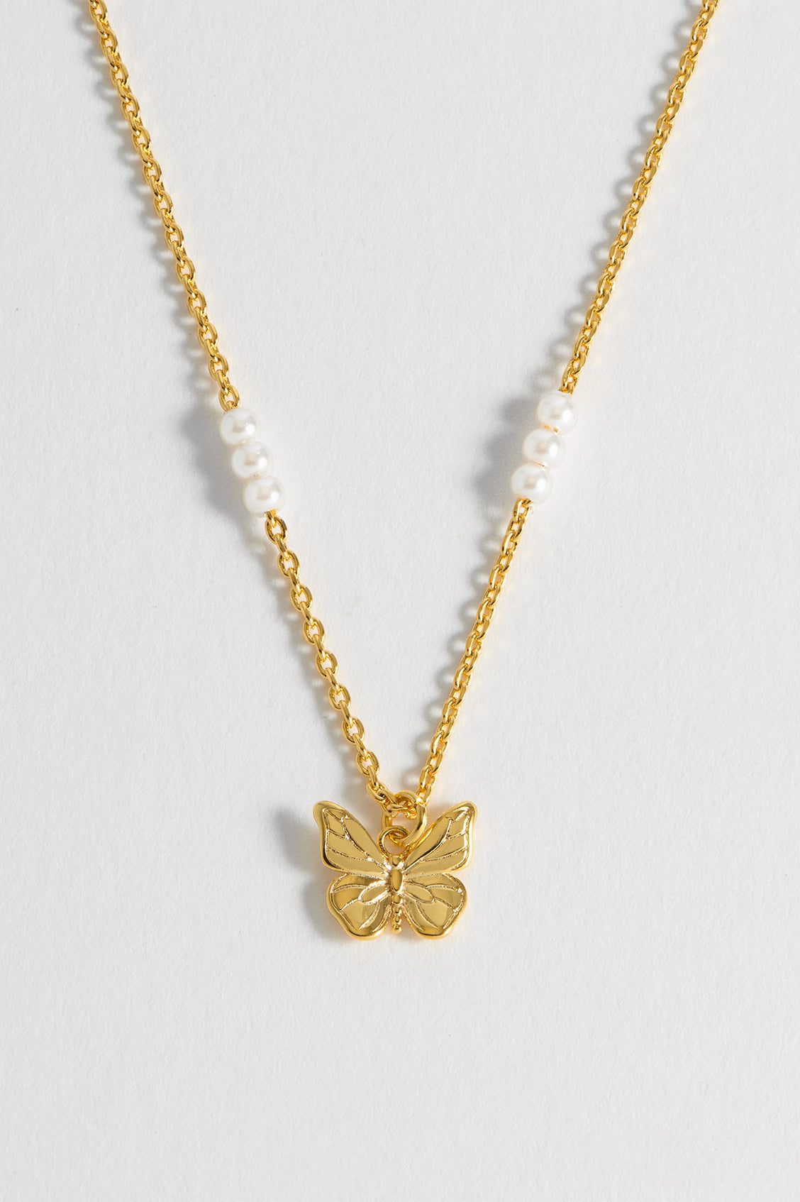 Elegant Pearl Butterfly Pendant Necklace - 18K Gold Plated Jewelry for Women - Perfect for Weddings, Anniversaries & Special Occasions