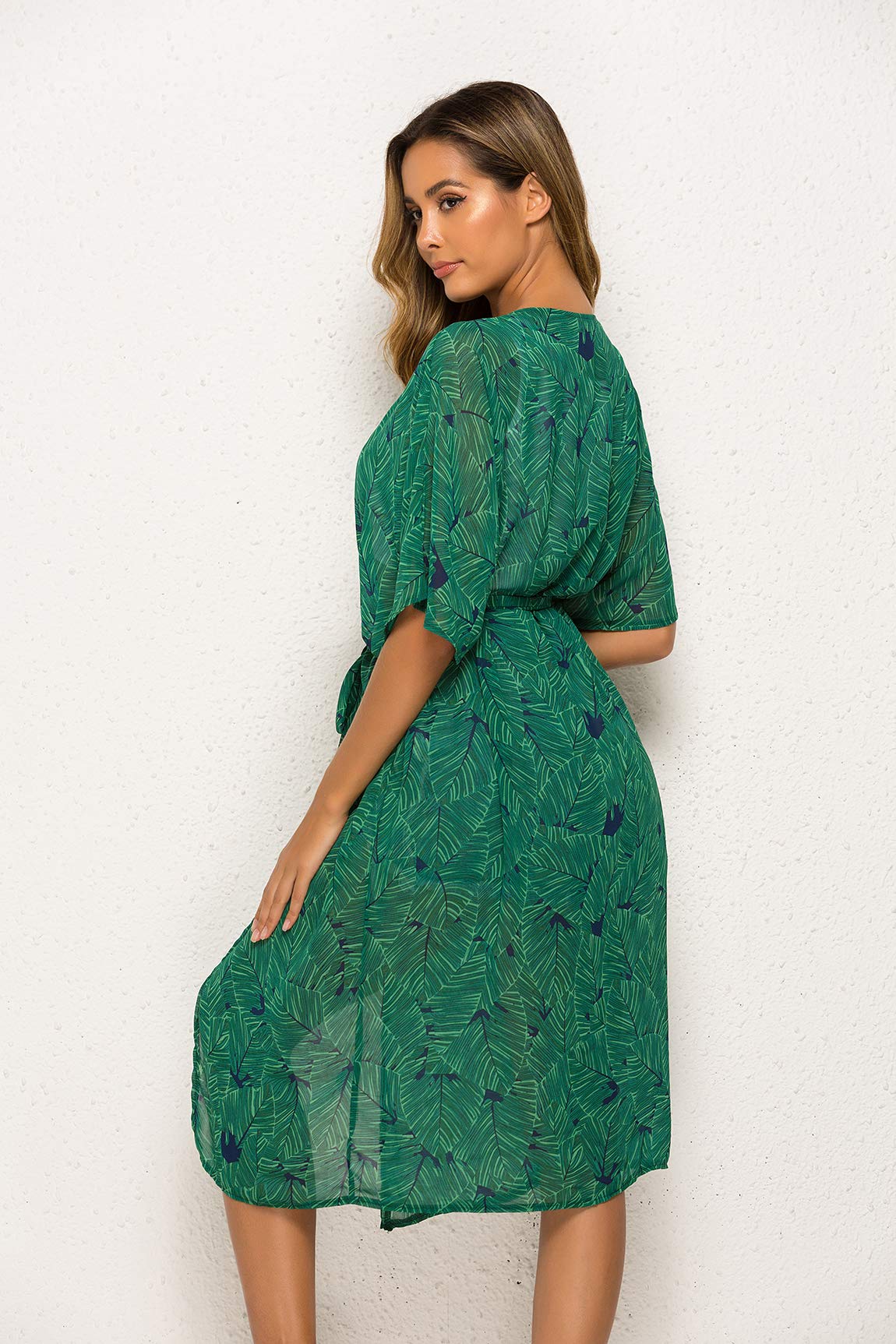 MayBuy Women's Summer Long Flowy Kimono Cardigan - Boho Chiffon Beach Cover Up Tops - Lightweight Open Front Cardigan for Beach, Pool, and Vacation Outfits