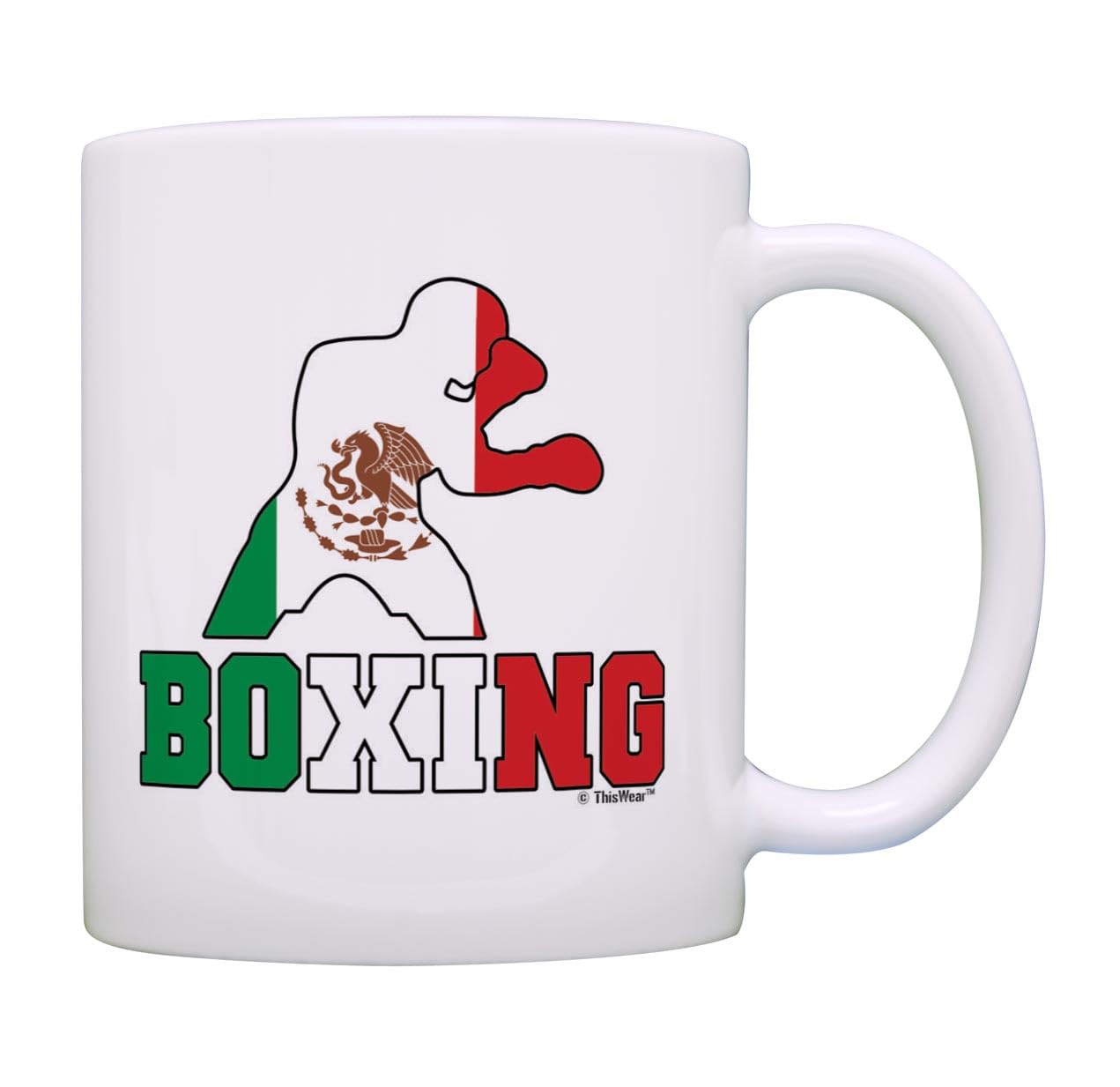 Mexican Pride Summer Games Gift - 11oz Ceramic Coffee Mug with Handle for Boxing Sports Fans | Perfect for Home, Office & Sports Events