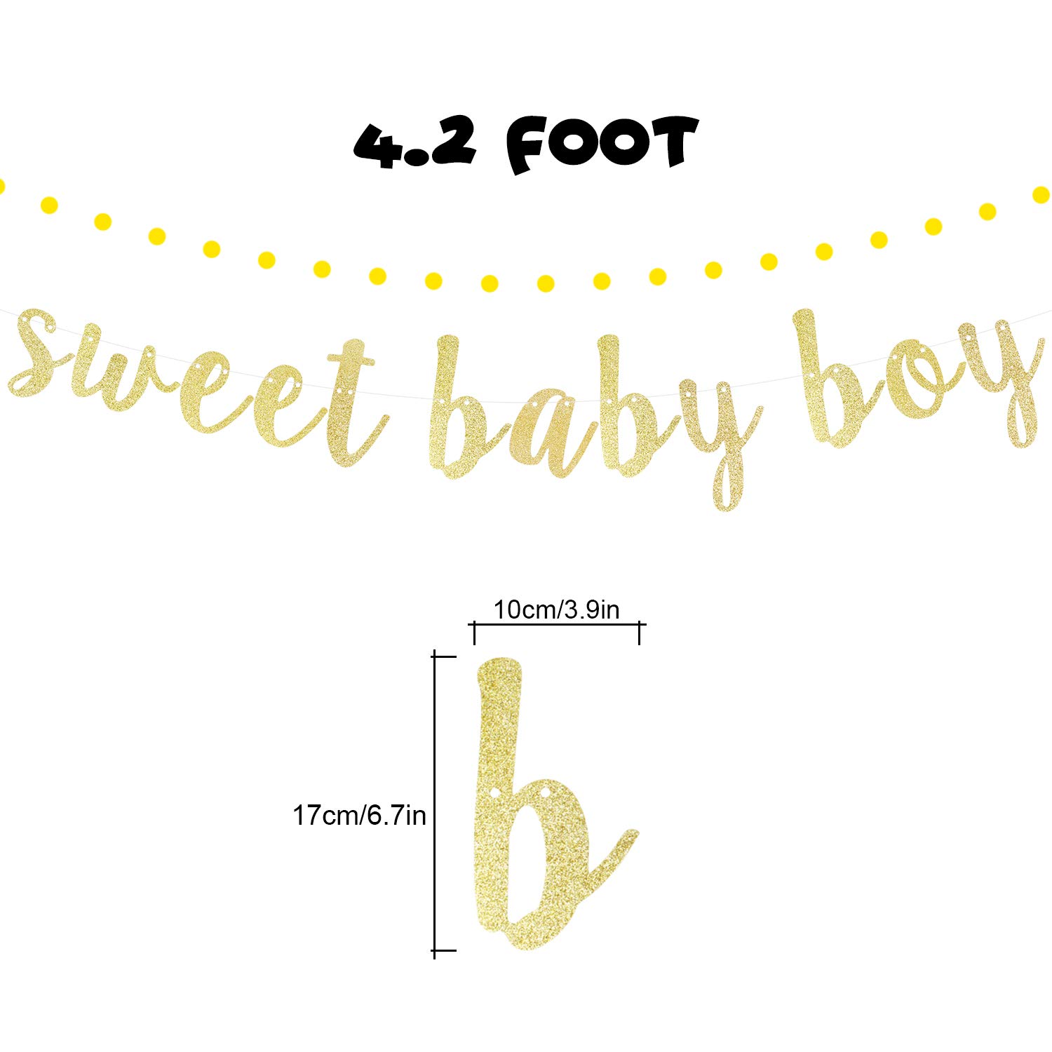 LINGTEER Sweet Baby Boy Gold Glitter Bunting Banner - Perfect for Baby Shower, First Birthday Party, Nursery Decor & Gender Reveal - Elegant Celebration Decorations for Boys
