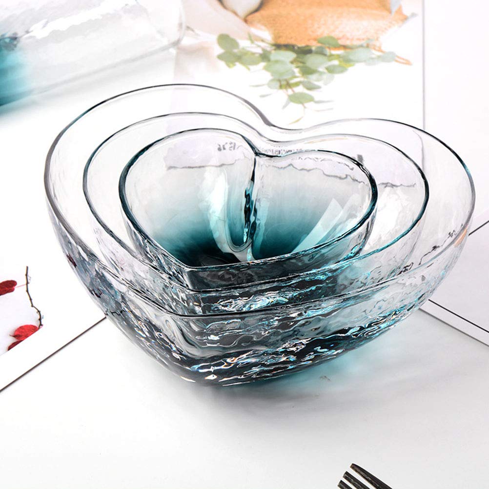 DOITOOL Glass Heart Salad Bowl - Elegant Crystal Fruit Bowl for Serving Desserts, Snacks & Salads | Perfect for Lunch, Parties & Home Dining