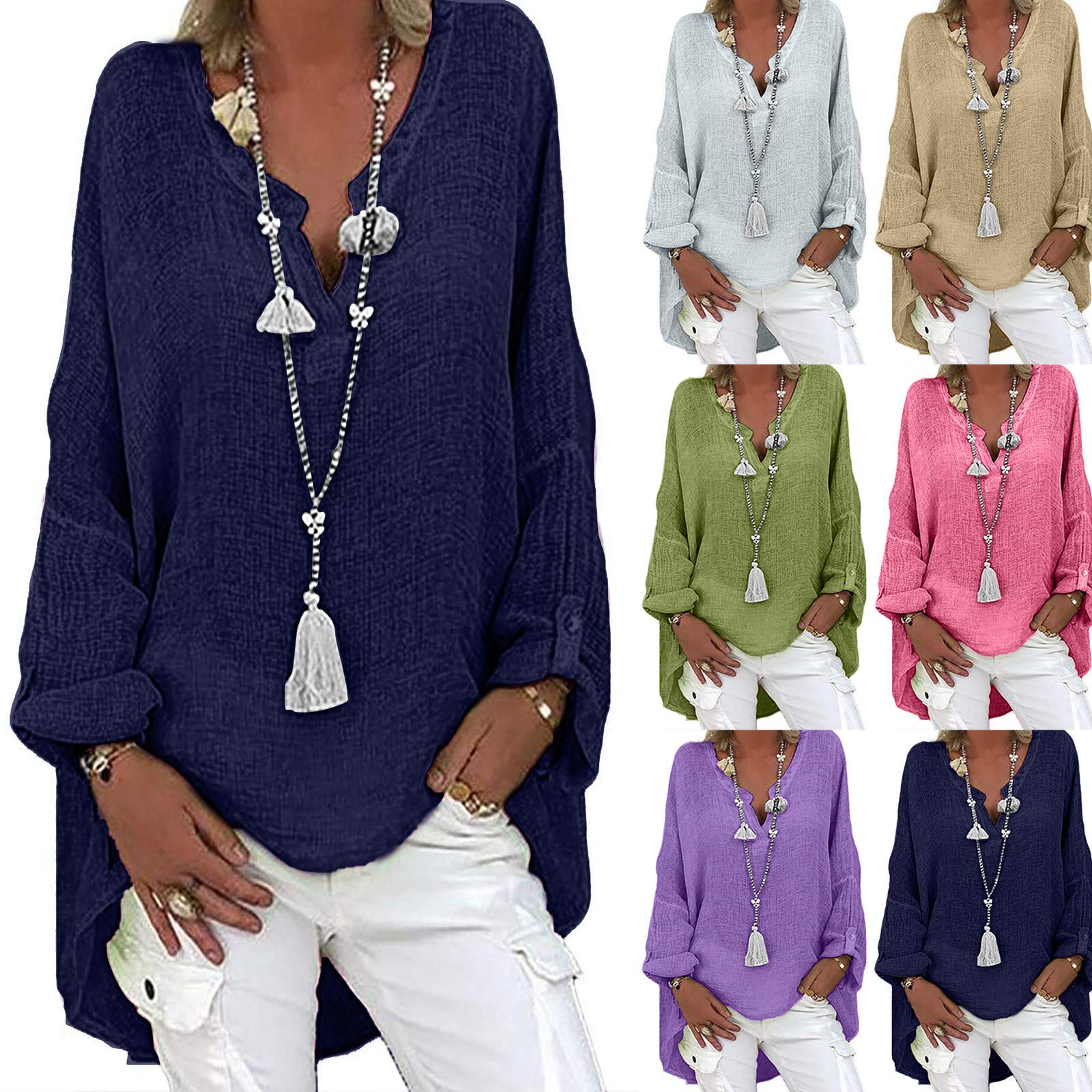 Plus Size Women's Summer Casual Cute Printed Tunic T-Shirt - Loose V-Neck Linen Blouse Boho Tops for Outdoor, Travel & Daily Wear