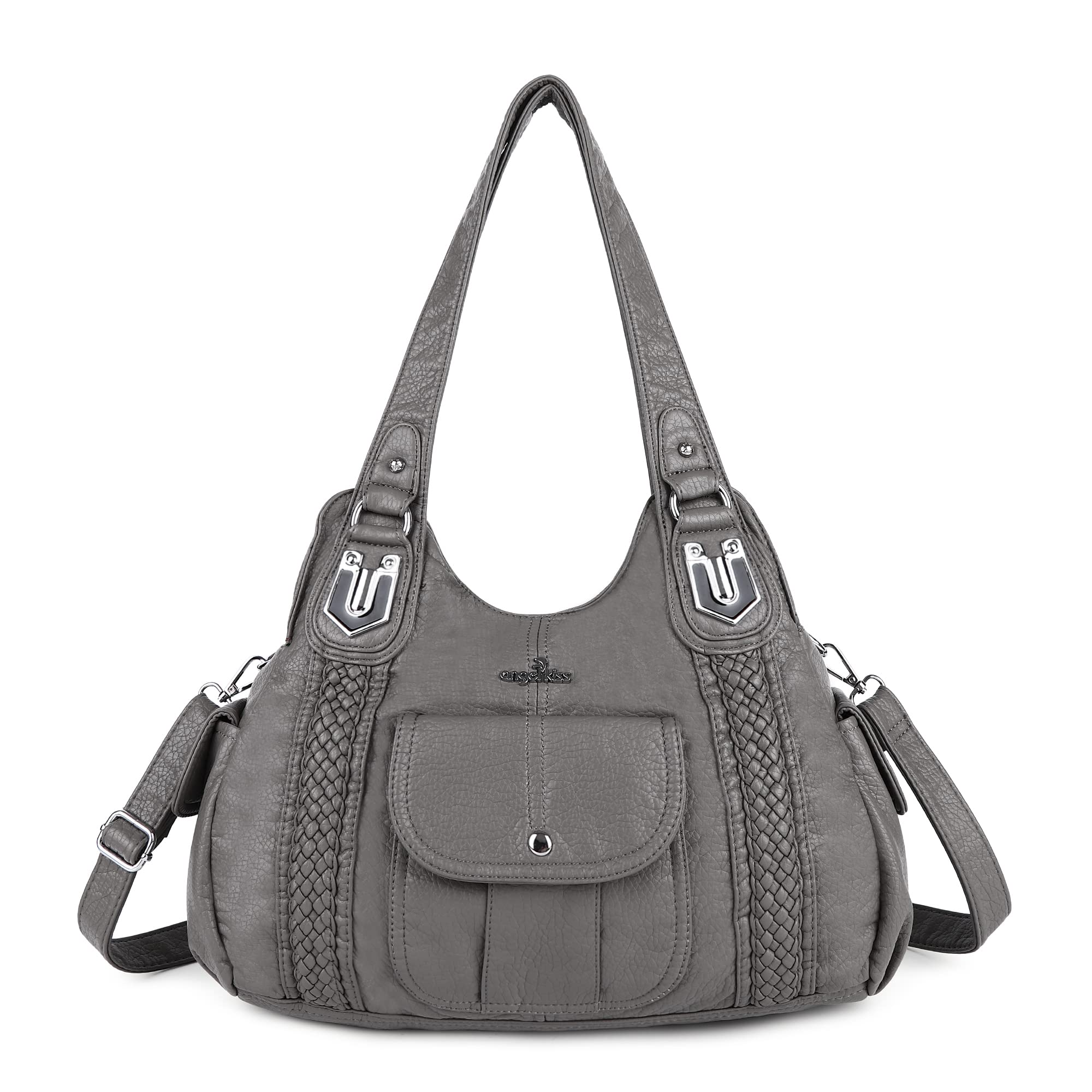 Angelkiss Women's Vegan Leather Crossbody Hobo Satchel Shoulder Tote Purse - Stylish & Durable Handbag for Work, Travel & Everyday Use