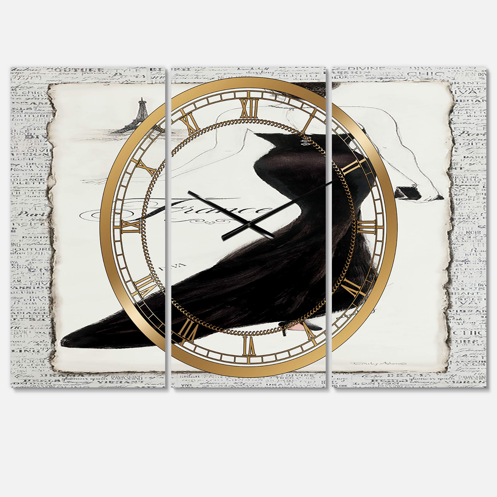 Designart Golden World Map Wall Clock - Round Metal Wall Art Decor for Living Room, Bedroom, Office | Stylish Home Decoration & Unique Gift Idea