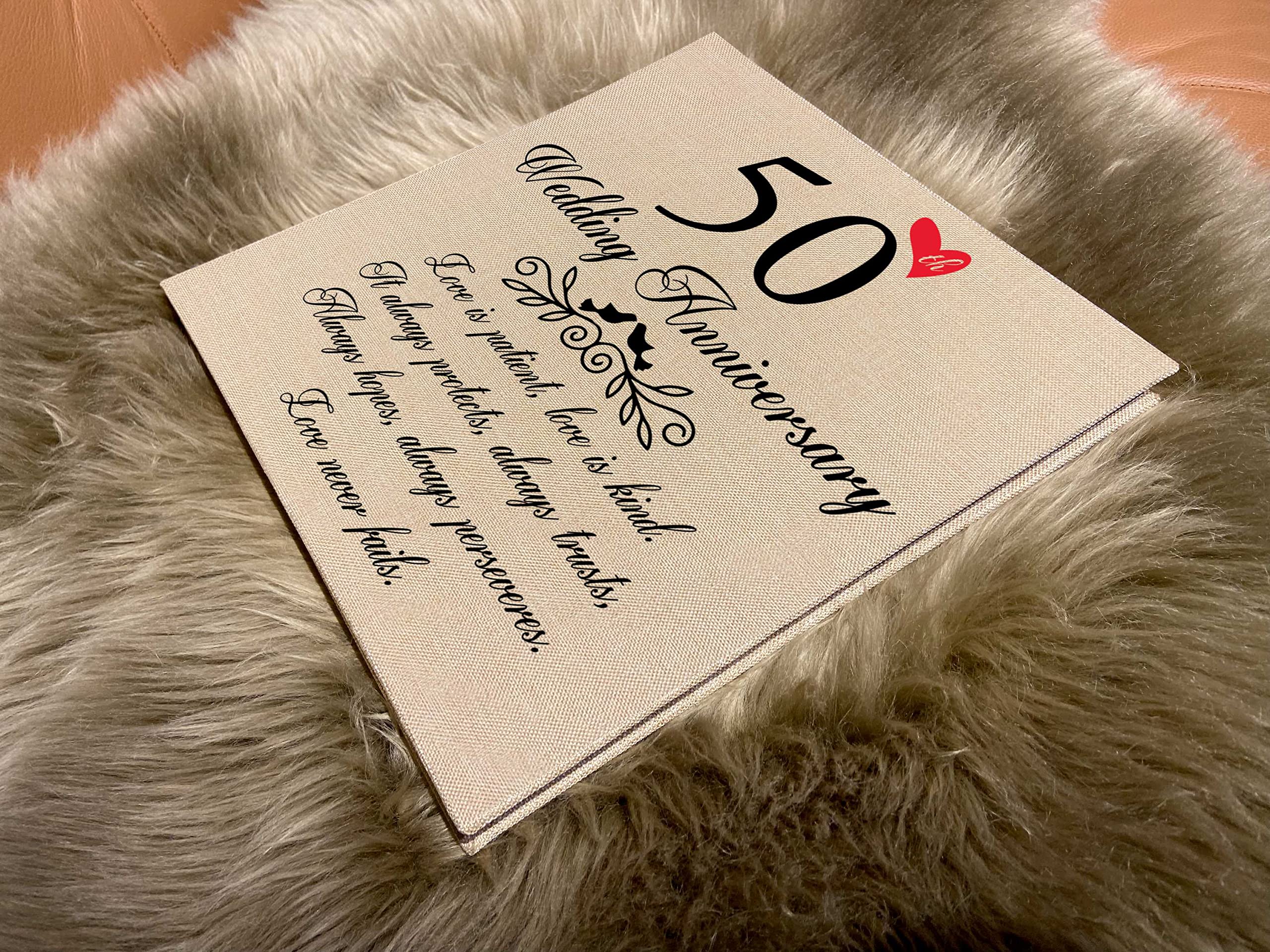 50th Wedding Anniversary Photo Album - Love Never Fails Golden Anniversary Gift for Parents | Memorable Keepsake Scrapbook for Mom & Dad's 50 Years Together | Perfect for Anniversary Parties, Family Reunions & Home Decor