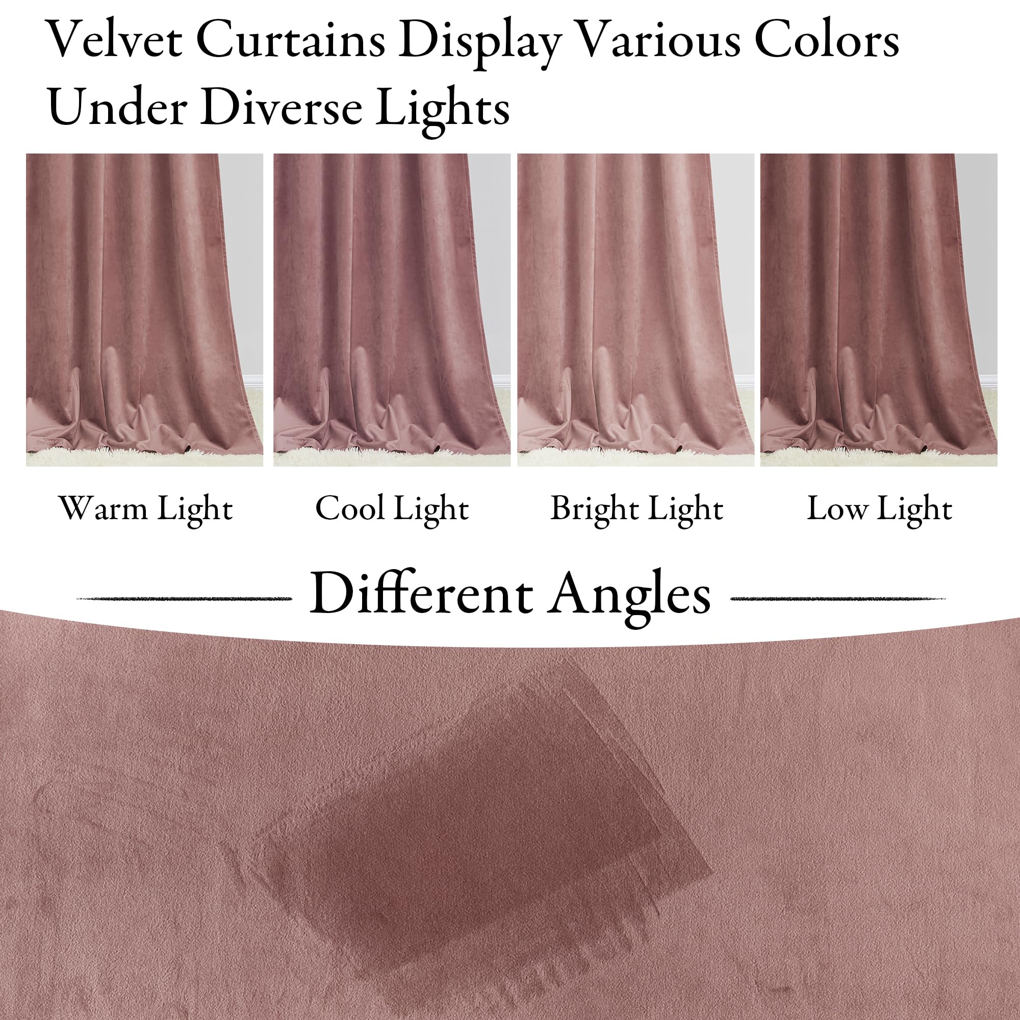 KGORGE Pink Velvet Blackout Curtains 52x90 Inches - Soft Thermal Insulated Drapes for Girls Bedroom, Nursery, Living Room & Villa - Modern Room Darkening Window Treatments (1 Pair) - Perfect for Privacy, Light Control & Home Decor