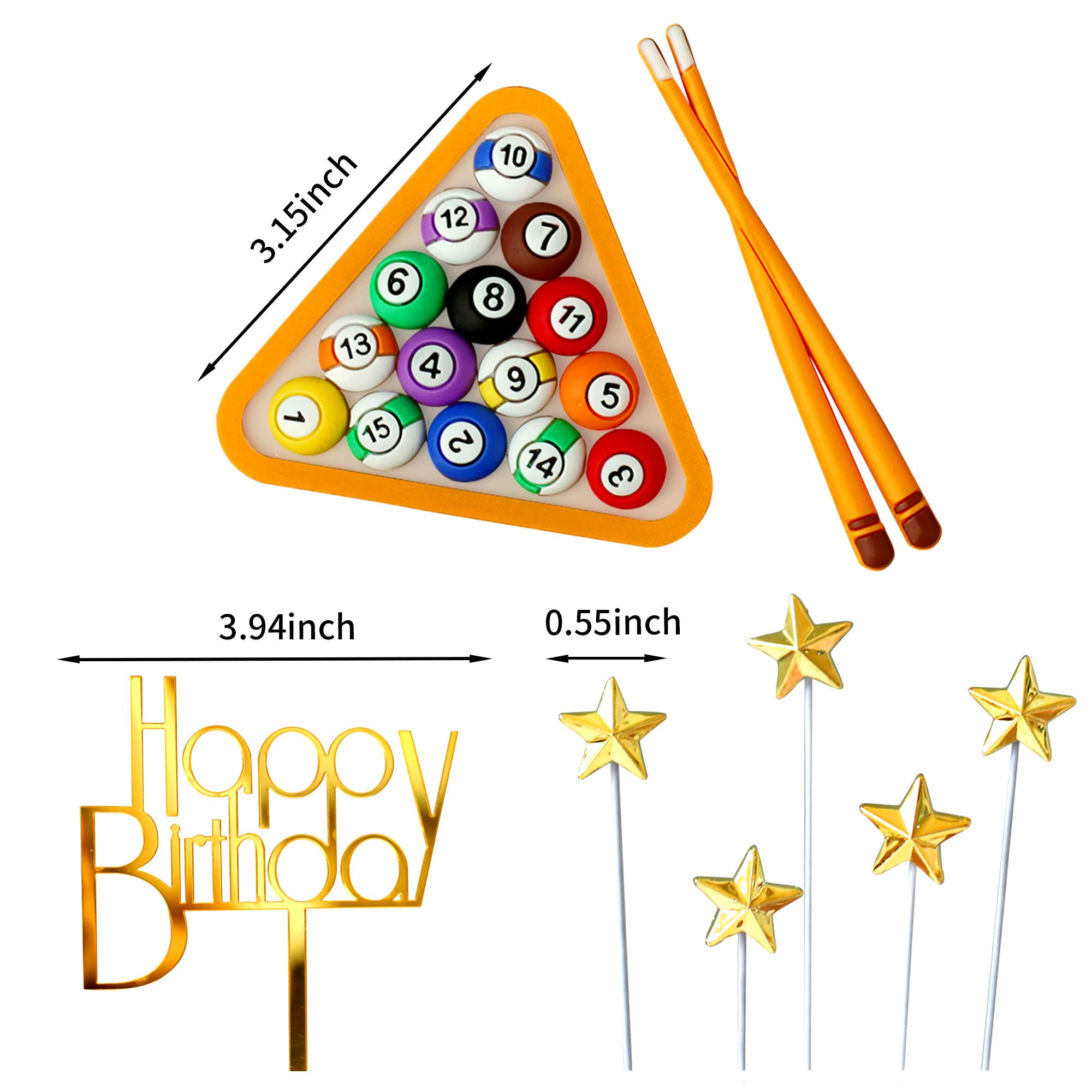 Billiards Ball Birthday Cake Topper & Decoration - Pool Party Supplies for Billiards Themed Birthday, Bachelor Party & Game Room Decor