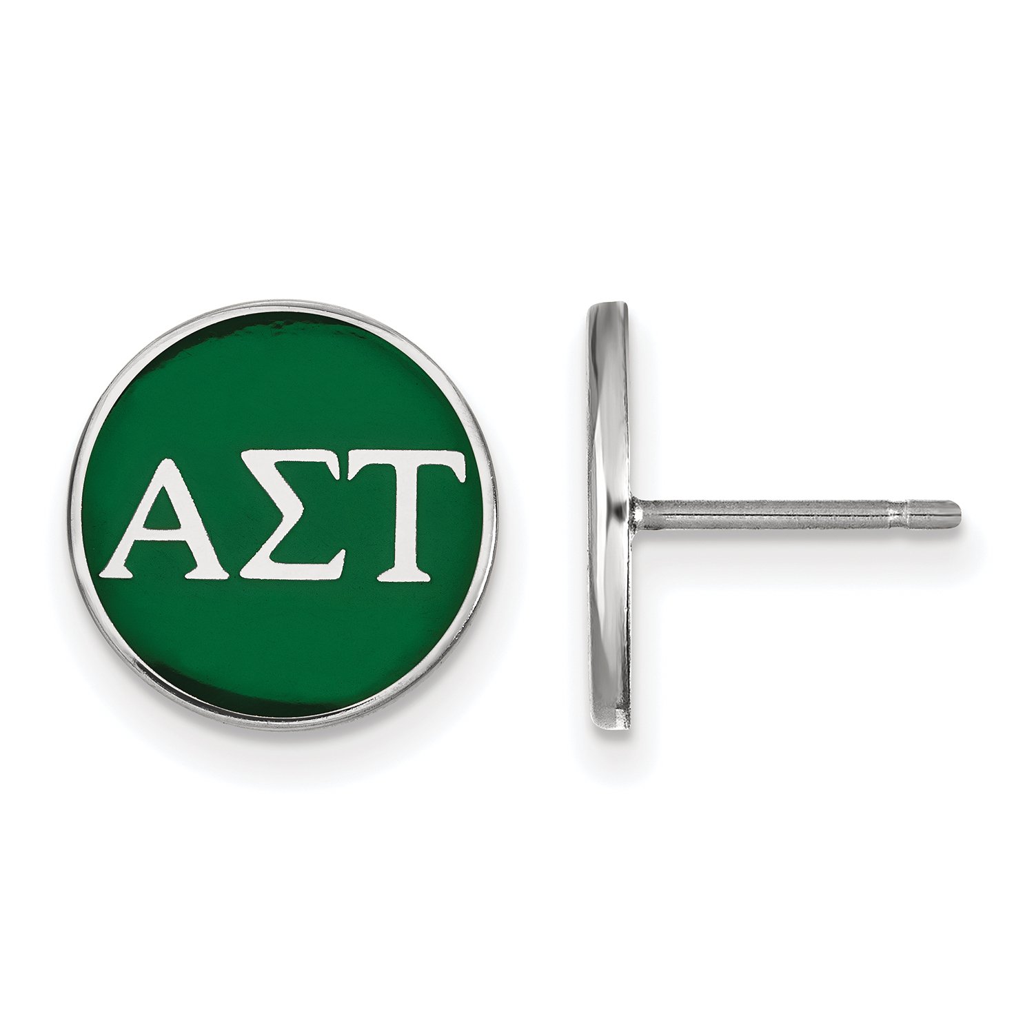 Sterling Silver Alpha Sigma Tau Enameled Post Earrings - Dainty Sorority Jewelry for Sisters, Gifts & Everyday Wear