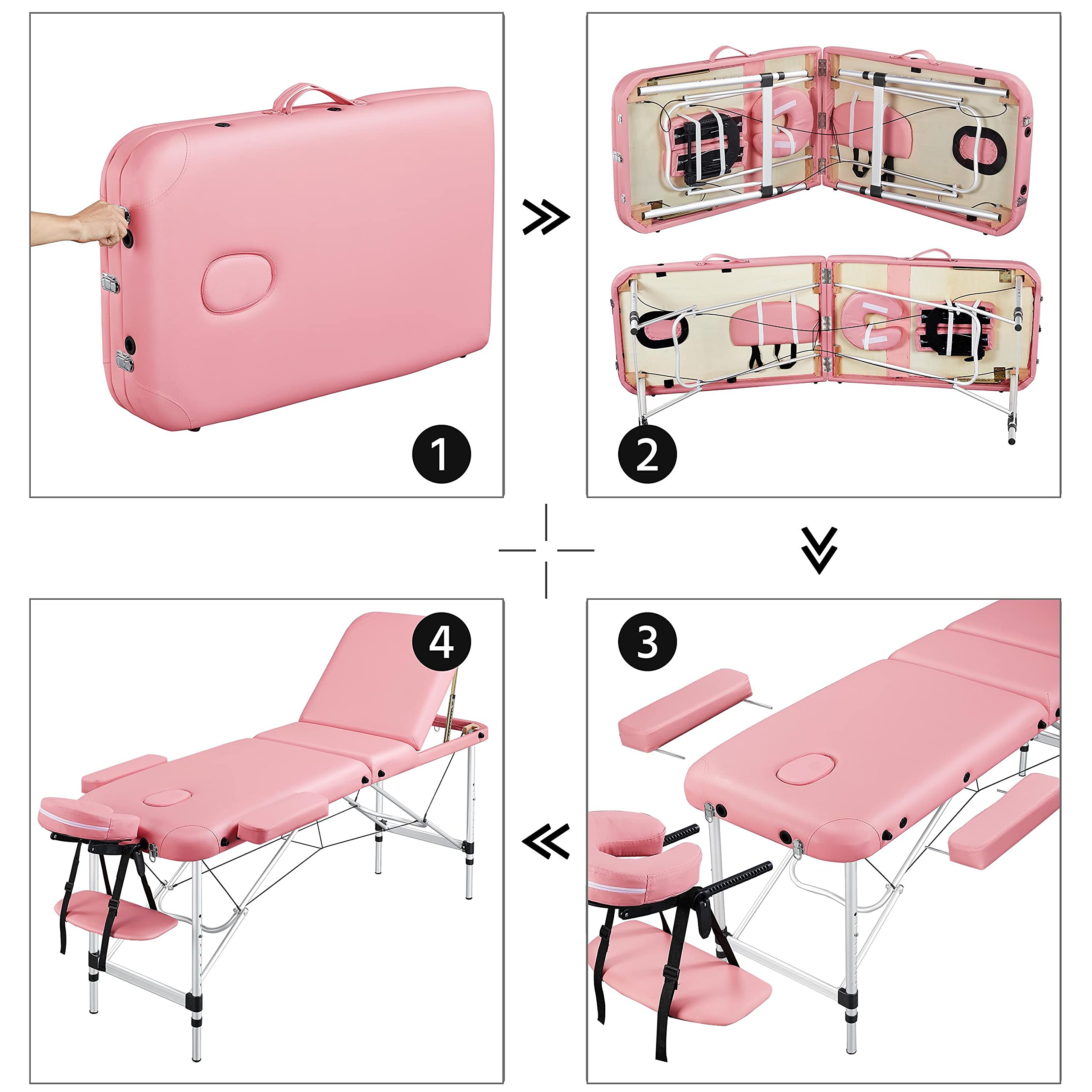 Yaheetech Portable Folding Massage Table - Adjustable 24