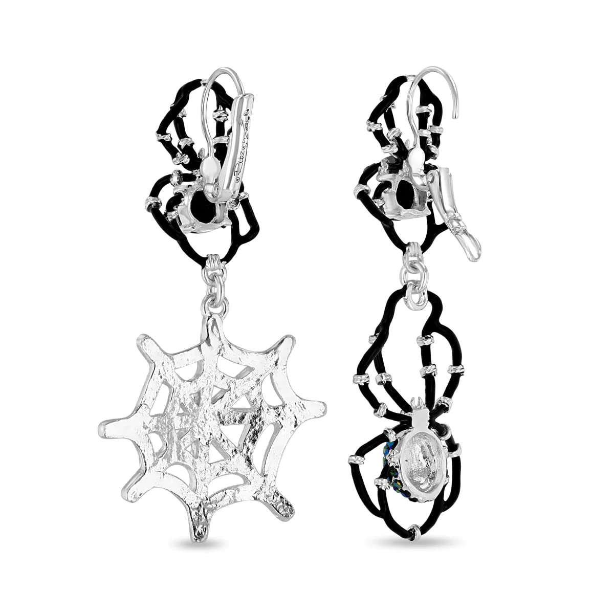 Spooky Black Spider Halloween Leverback Earrings - Silver Plated Gothic Jewelry for Women - Perfect for Costume Parties, Trick or Treat & Haunted House Events