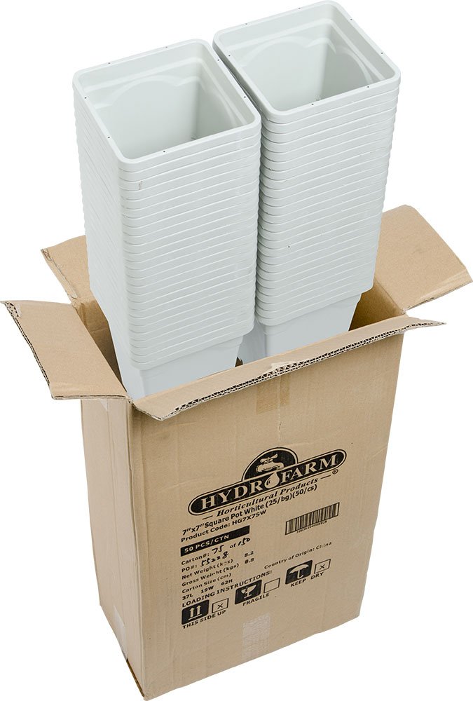 Active Aqua HG5X5SW 5x5 Inch Square White Plastic Nursery Pots - 7 Inch Tall (Pack of 100) - Perfect for Seedlings, Herbs, Succulents & Indoor Gardening