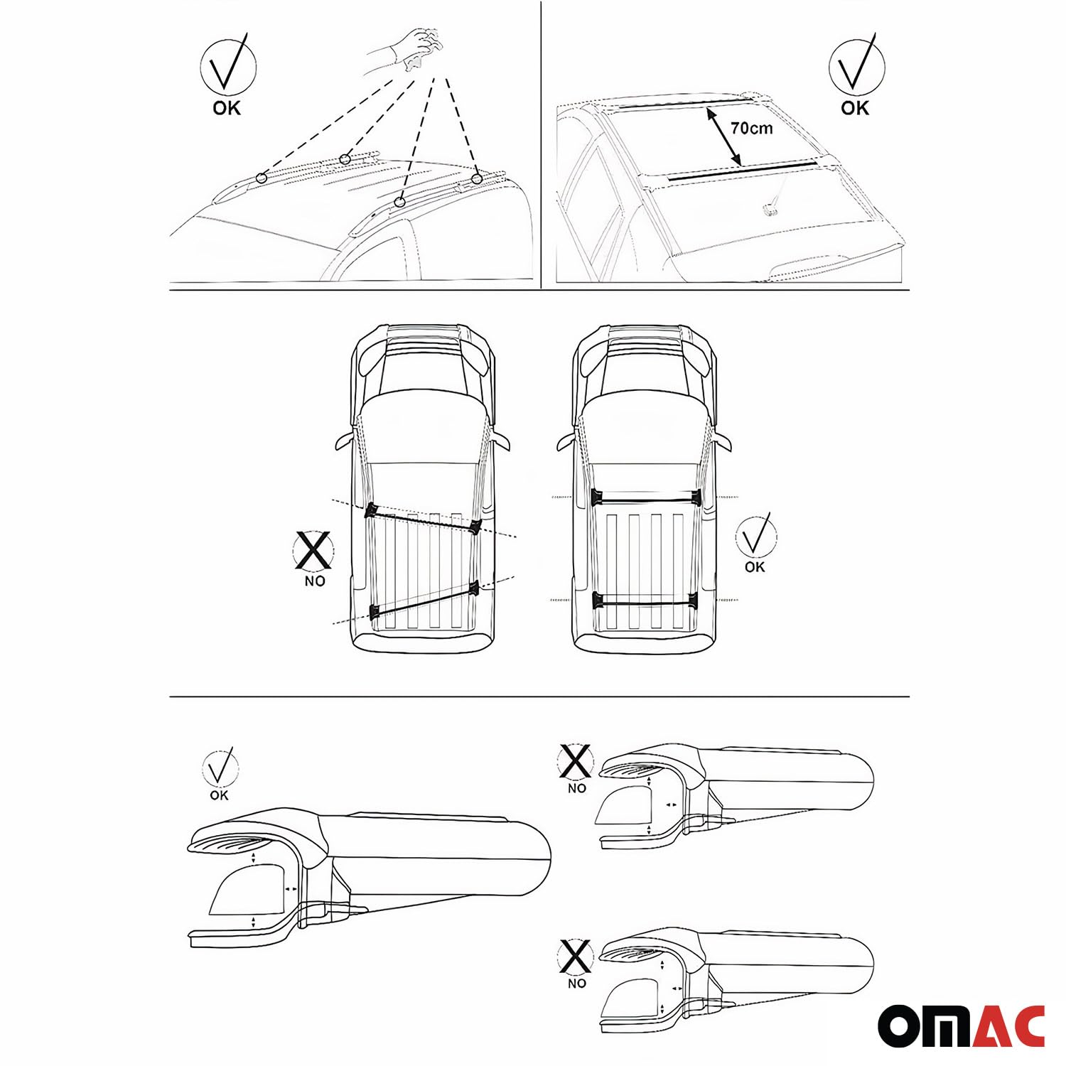 OMAC Roof Rack Cross Bars for Jeep Grand Cherokee 2005-2010 - Heavy Duty Gray Luggage Carrier (2 Pcs) - Perfect for Travel, Kayak, Canoe, Surfboard, Ski, Snowboard & Camping Gear Transport
