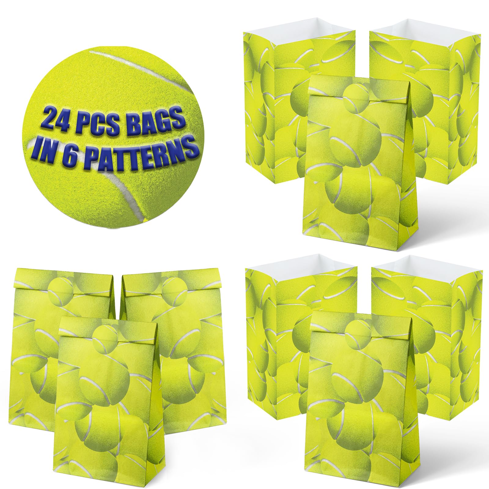 Outego Tennis Themed Party Favor Bags - 12 Pack Premium Tennis Goodie Bags for Kids Birthday Parties, Sports Theme Events & Tennis Tournament Giveaways - Perfect for Tennis Birthday Decorations, Team Snacks & Player Gifts
