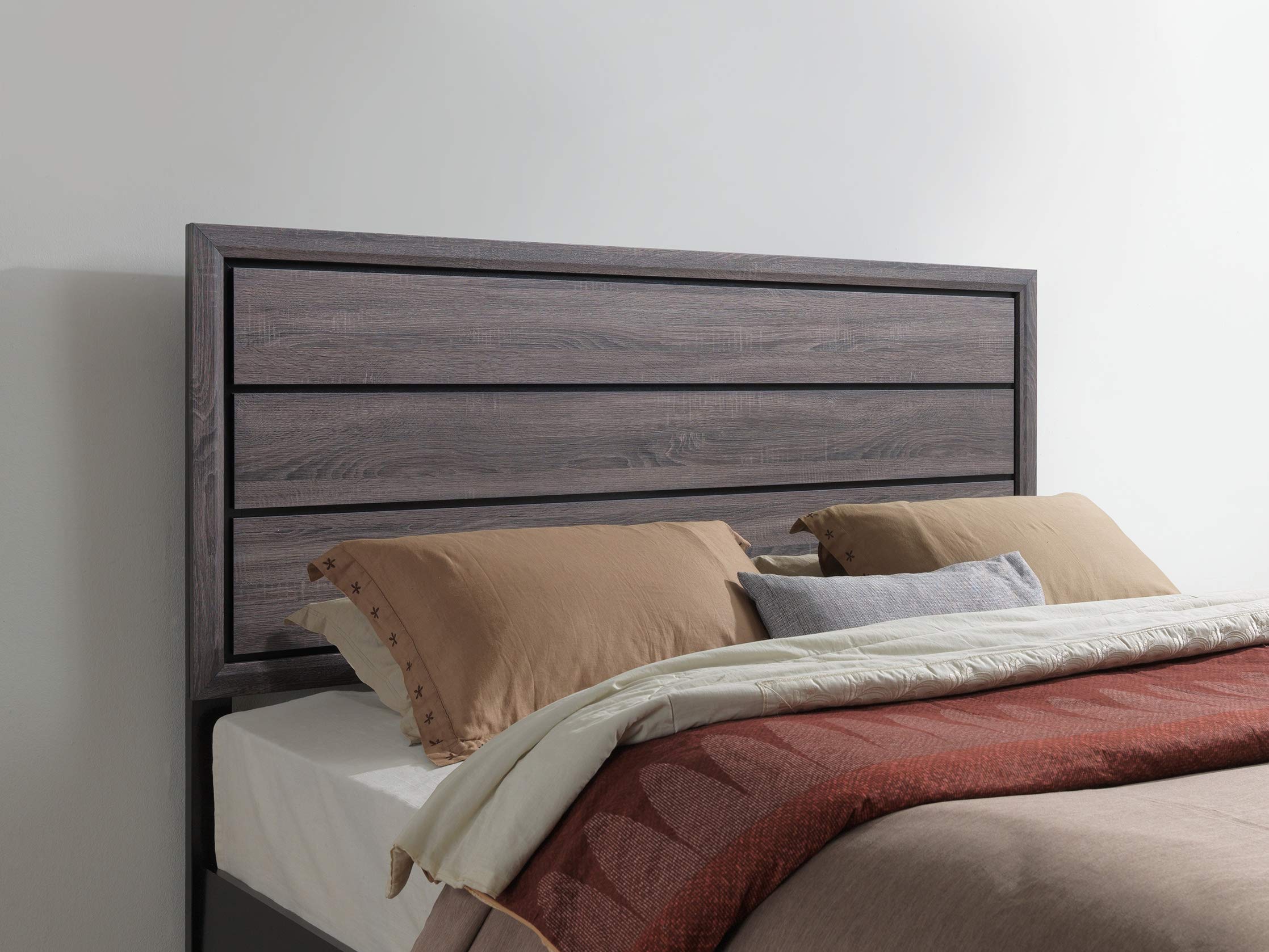 Global Furniture USA Kate Grey King Bed Frame – Modern Platform Bed with Upholstered Headboard for Master Bedroom | Durable & Stylish Bedroom Furniture for Home Decor