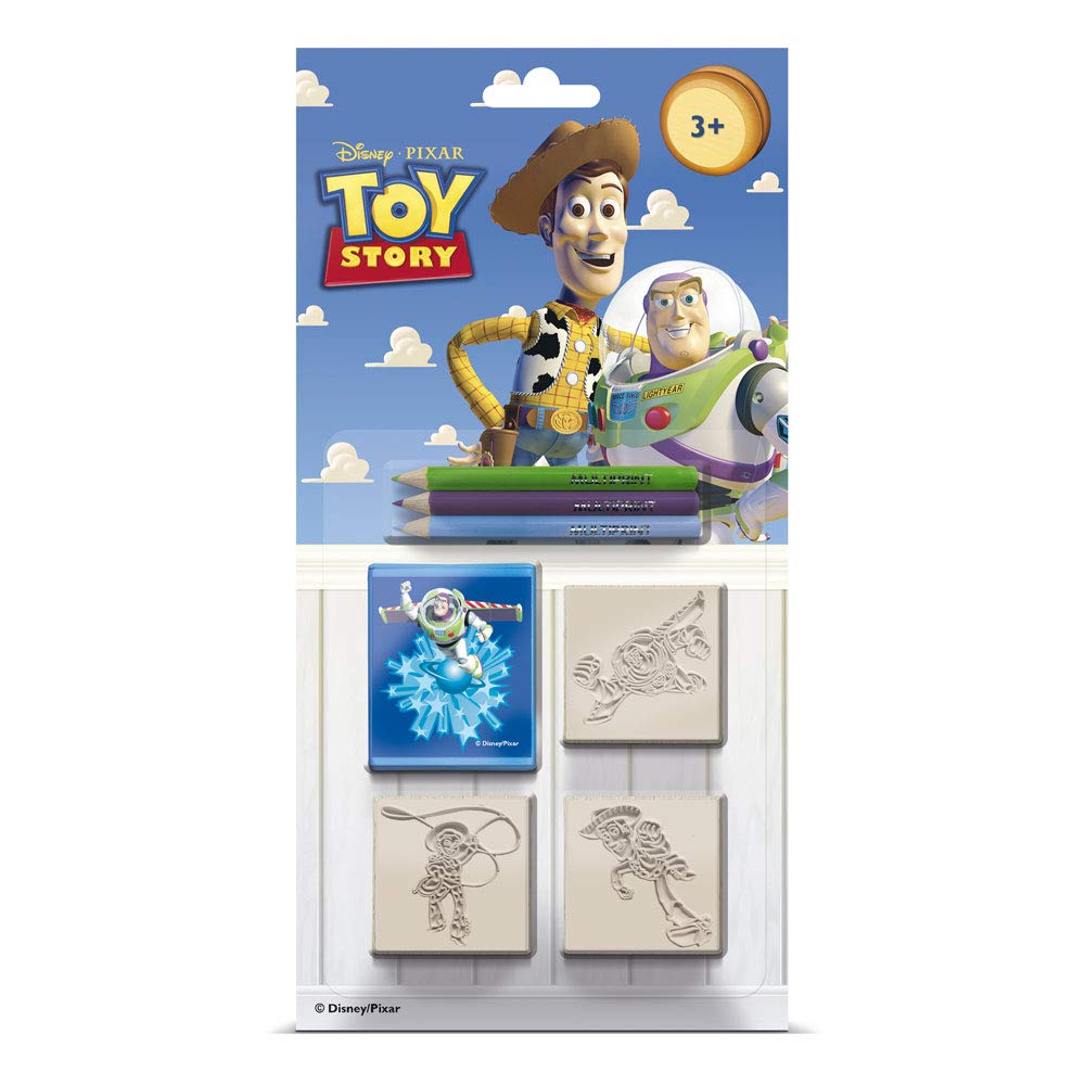 Disney Toy Story 4 Kids Stamps Set of 3 - 100% Made in Italy, Personalized Wood & Natural Rubber Stamps with Non-Toxic Washable Ink - Perfect Gift for Children's Arts & Crafts, Scrapbooking & DIY Projects