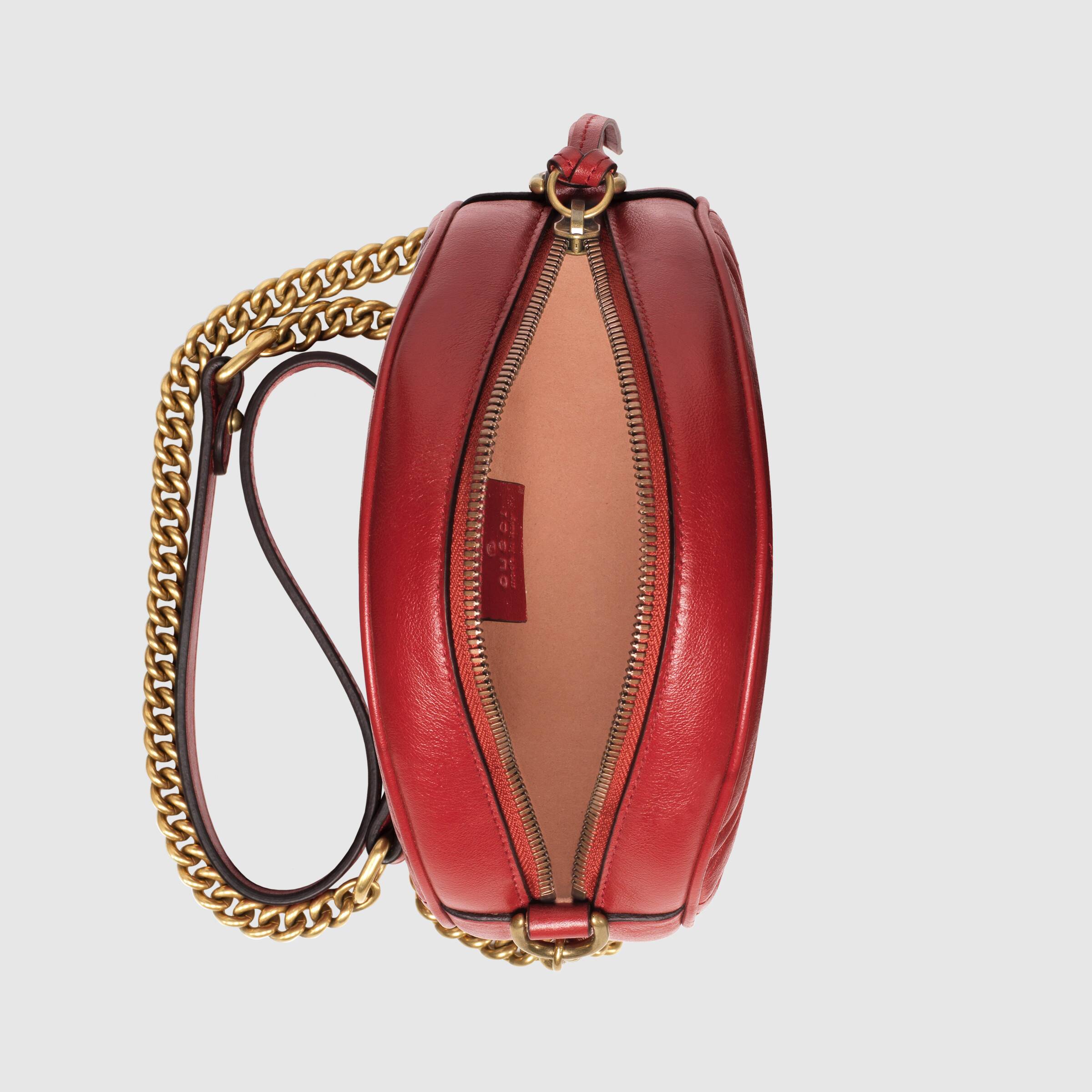 Gucci GG Marmont Mini Round Shoulder Bag in Wine Red - Luxury Crossbody Purse for Women, Perfect for Date Night & Evening Events