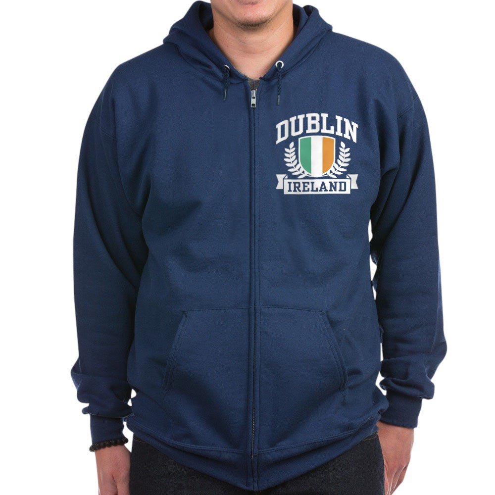 Dublin Ireland Zip Hoodie for Men & Women - Dark Color Pullover Hooded Sweatshirt - Perfect for Travel, Casual Wear & Gifts