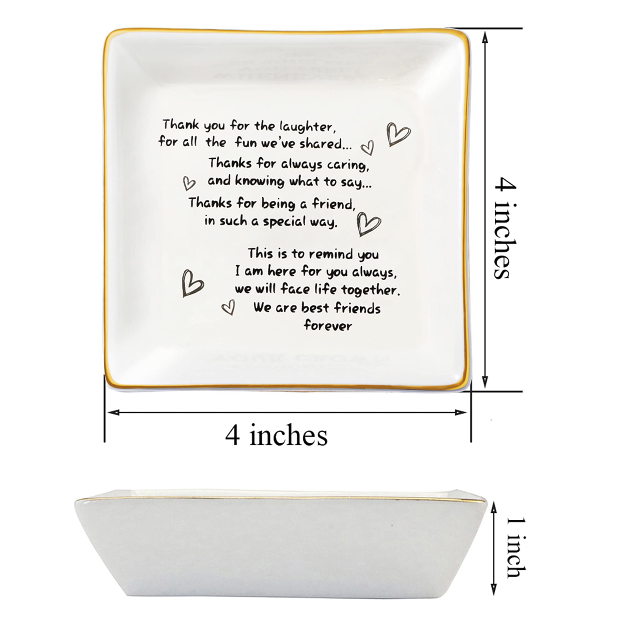 JoycuFF Unique Jewelry Holder & Trinket Dish Tray - Perfect Friendship Gift for Women, Birthday, Thanksgiving & Christmas Presents - Ideal for Bedroom Vanity, Dresser Organizer & Gift Giving Occasions
