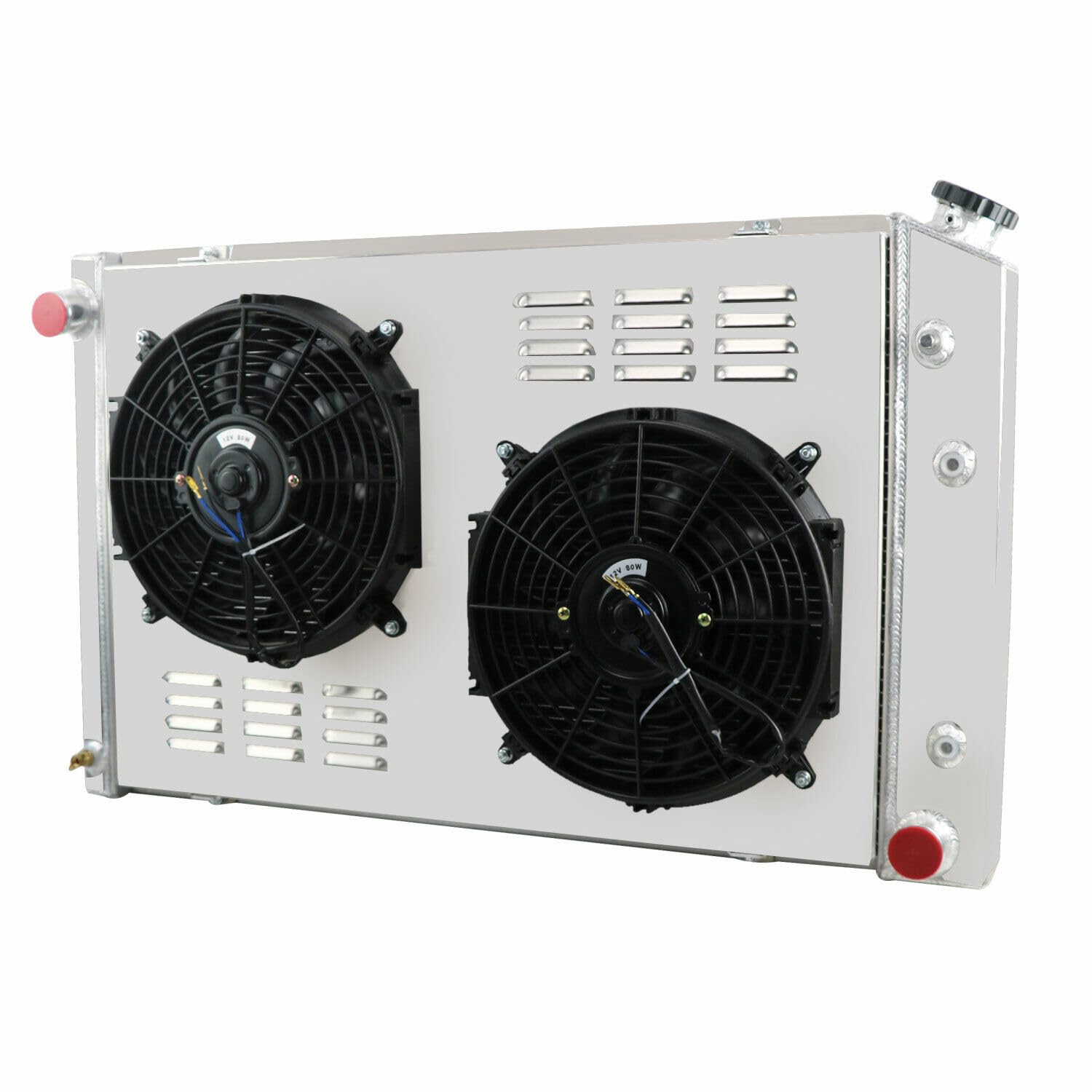 4 Row Aluminum Radiator Shroud with Fan Relay for 1973-1991 Chevy GMC C/K C10 C20 C30 C1500 C2500 C3500 Jimmy Blazer Truck Pickup Suburban - Heavy Duty Cooling for Off-Road & Towing