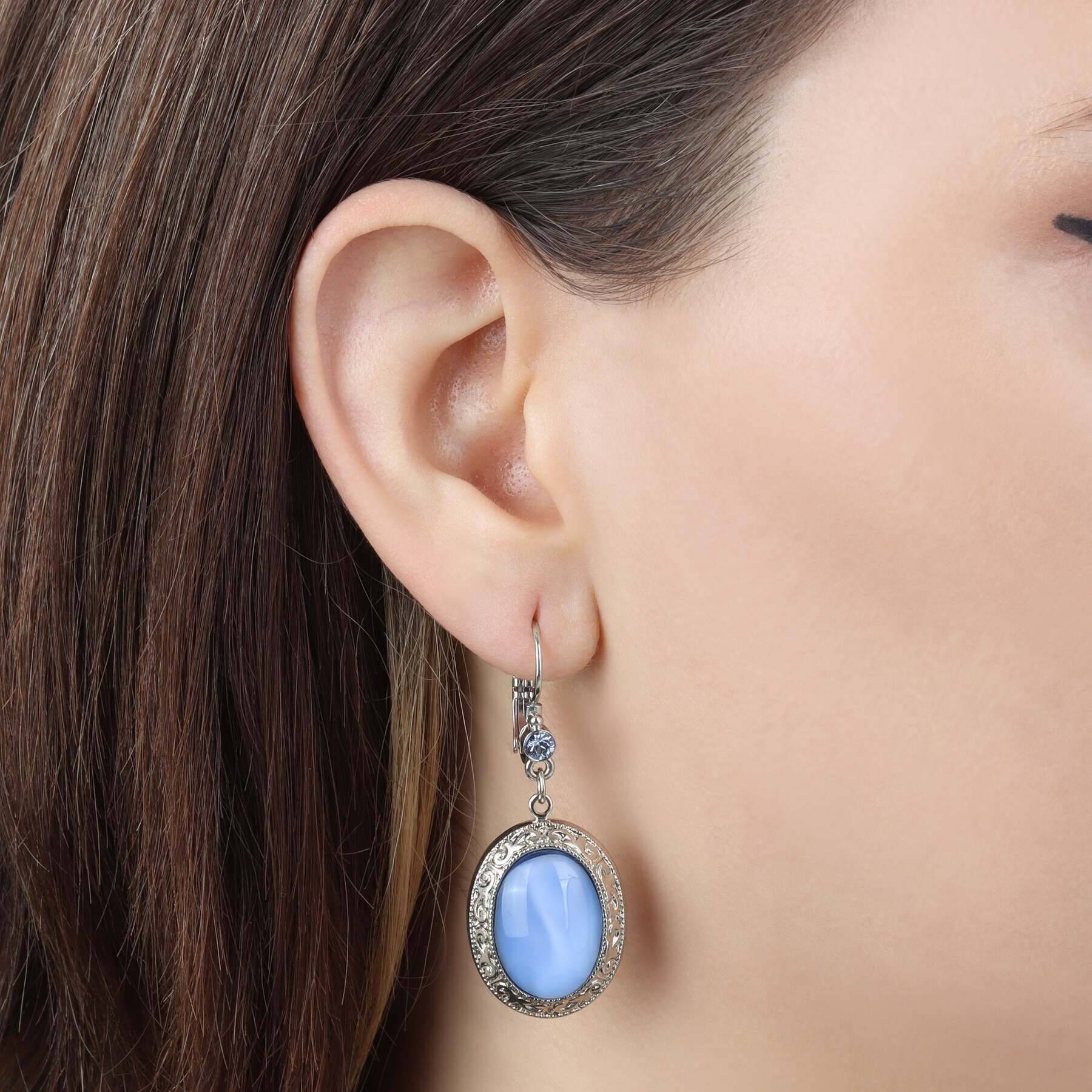 1928 Jewelry Celestial Vine Oval Moonstone & Crystal Drop Earrings for Women - Vintage Bohemian Dangle Earrings for Party, Wedding & Evening Wear