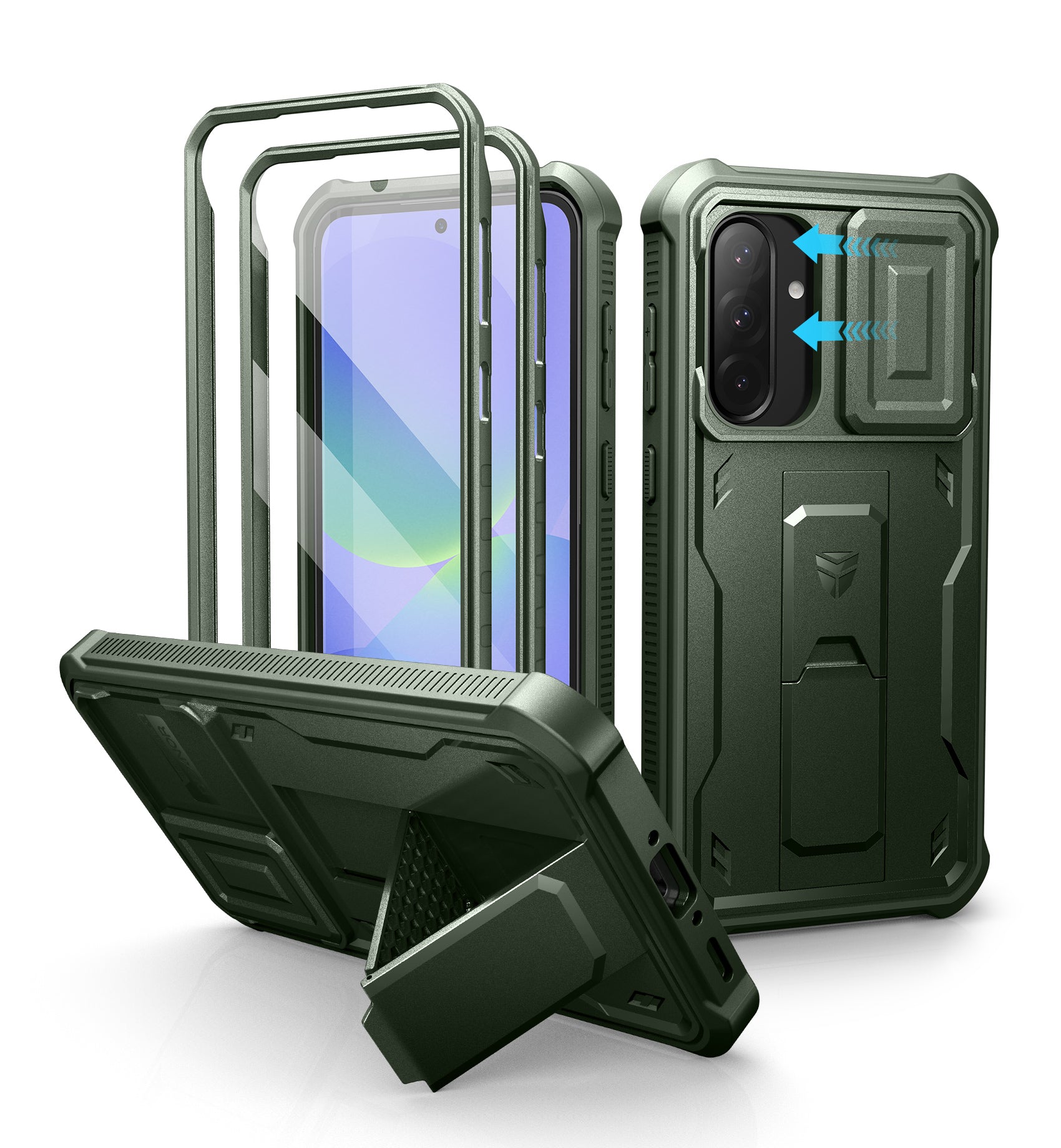 Durable Samsung Galaxy A36 5G Full Body Case with Built-in Screen Protector, Slide Camera Bumper & Kickstand - Heavy Duty Shockproof Protective Cover for Everyday Use, Outdoor Activities & Travel