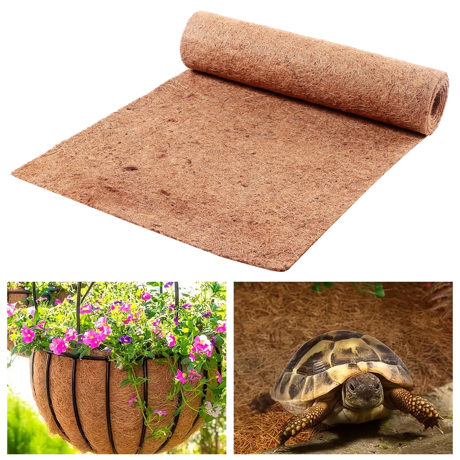 12x120 Inch Coco Liner Roll - Natural Coconut Fiber Mat for Planters, Window Boxes, DIY Flower Baskets, Pet Pads & Reptile Carpets - Perfect for Indoor/Outdoor Gardening and Pet Habitat Decoration