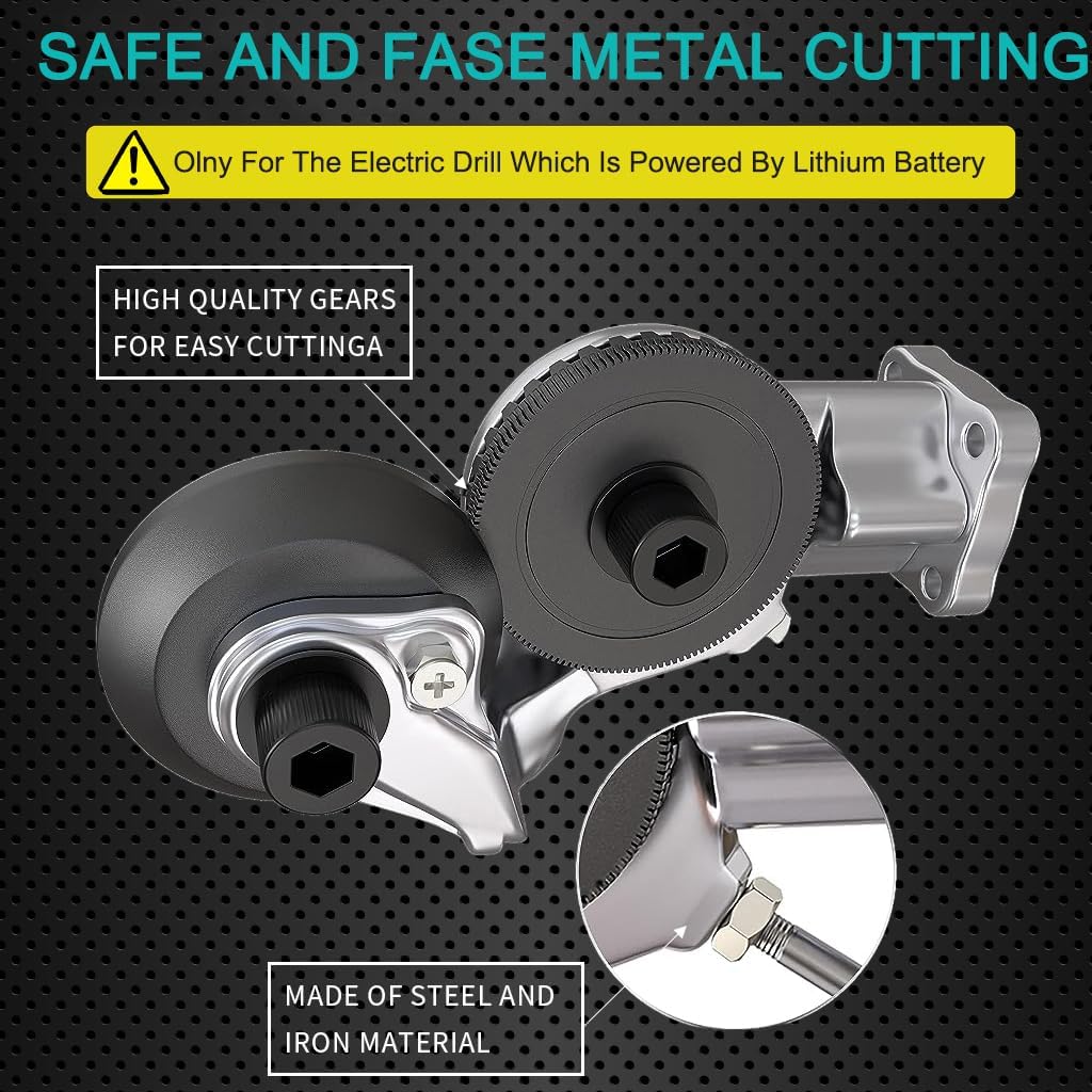 HELLARO Electric Drill Plate Cutter Attachment - Metal Nibbler Drill Bit for Cutting Sheet Metal, Steel, Aluminum | Compatible with Most Electric Drills | Perfect for DIY Projects, Metal Fabrication, and Home Repairs