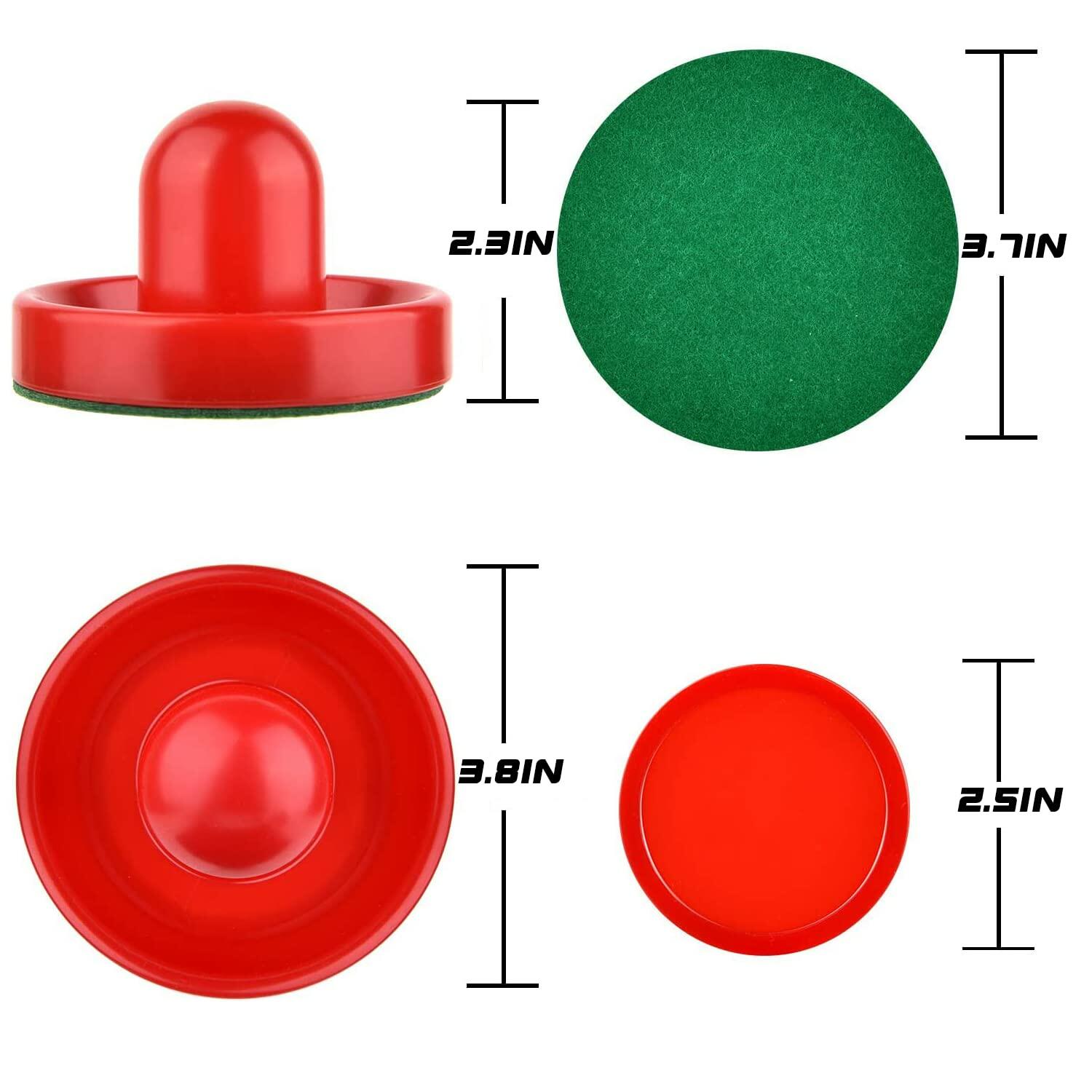 4-Piece Air Hockey Paddles & 8-Piece Air Hockey Pucks Set - Replacement Strikers for Game Tables - Perfect for Family Game Nights & Arcade Fun