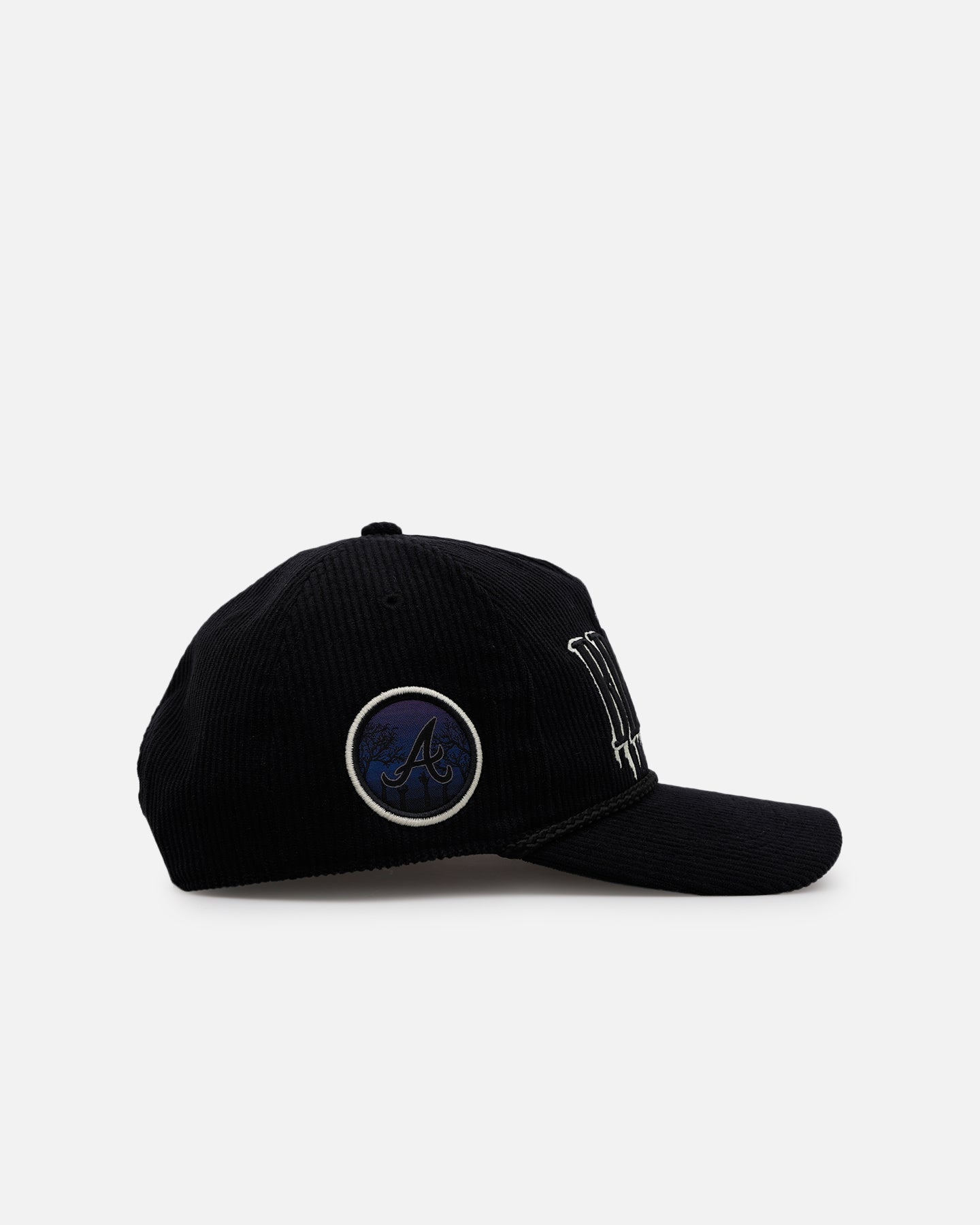 47 Brand Atlanta Braves 'Slasher' 47 Hitch Corduroy Snapback Black Hat - Official MLB Baseball Cap for Men & Women - Perfect for Sports Games, Casual Wear & Braves Fan Collection