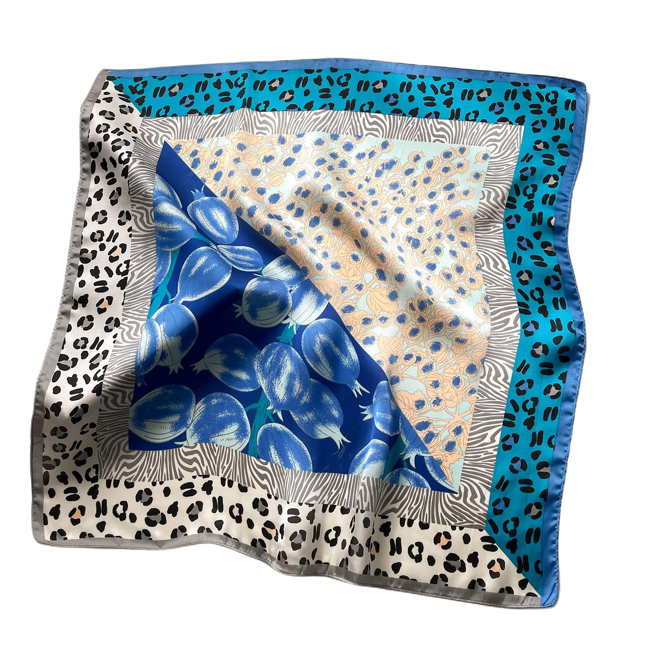 Print Fantasy Silk Satin Square Scarves for Women & Men - Fashion Head Scarf, Hair Bandana, Sleeping Head Wrap (7070025) - Perfect for Daily Wear, Travel Accessories, and Home Relaxation