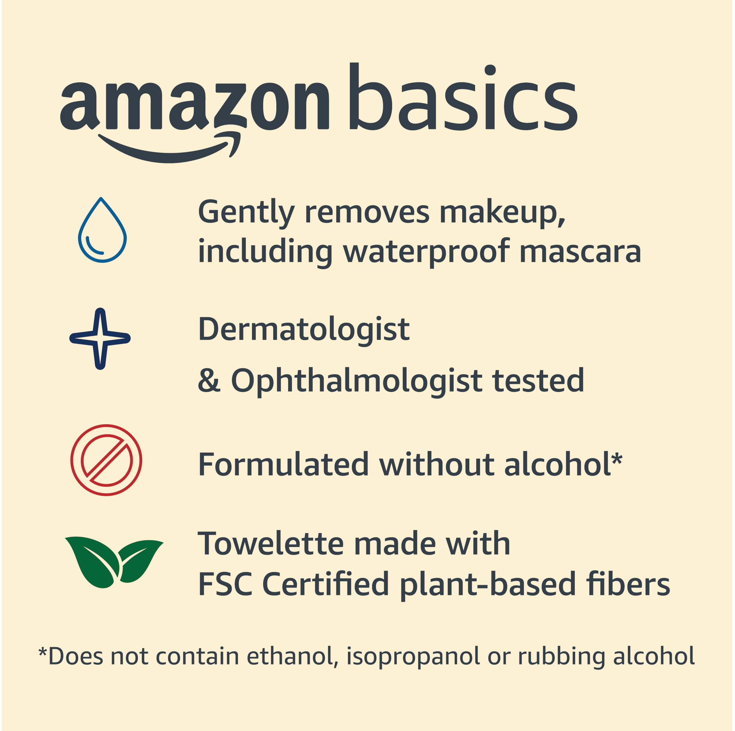 Amazon Basics Fragrance-Free Makeup Remover Wipes - 25 Count (Pack of 6) | Gentle Cleansing for Face & Eyes | Perfect for Travel, Gym & Daily Skincare Routine