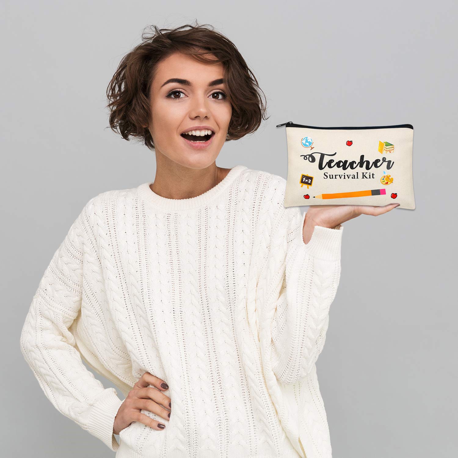 8-Piece Teacher Appreciation Gift Set - Makeup Pouch & Cosmetic Bags for Travel, Toiletry Storage & School Supplies - Perfect for Preschool & High School Teachers (Zipper Closure, Set 2) - Ideal for Classroom Rewards, End-of-Year Gifts & Teacher Thank You Presents