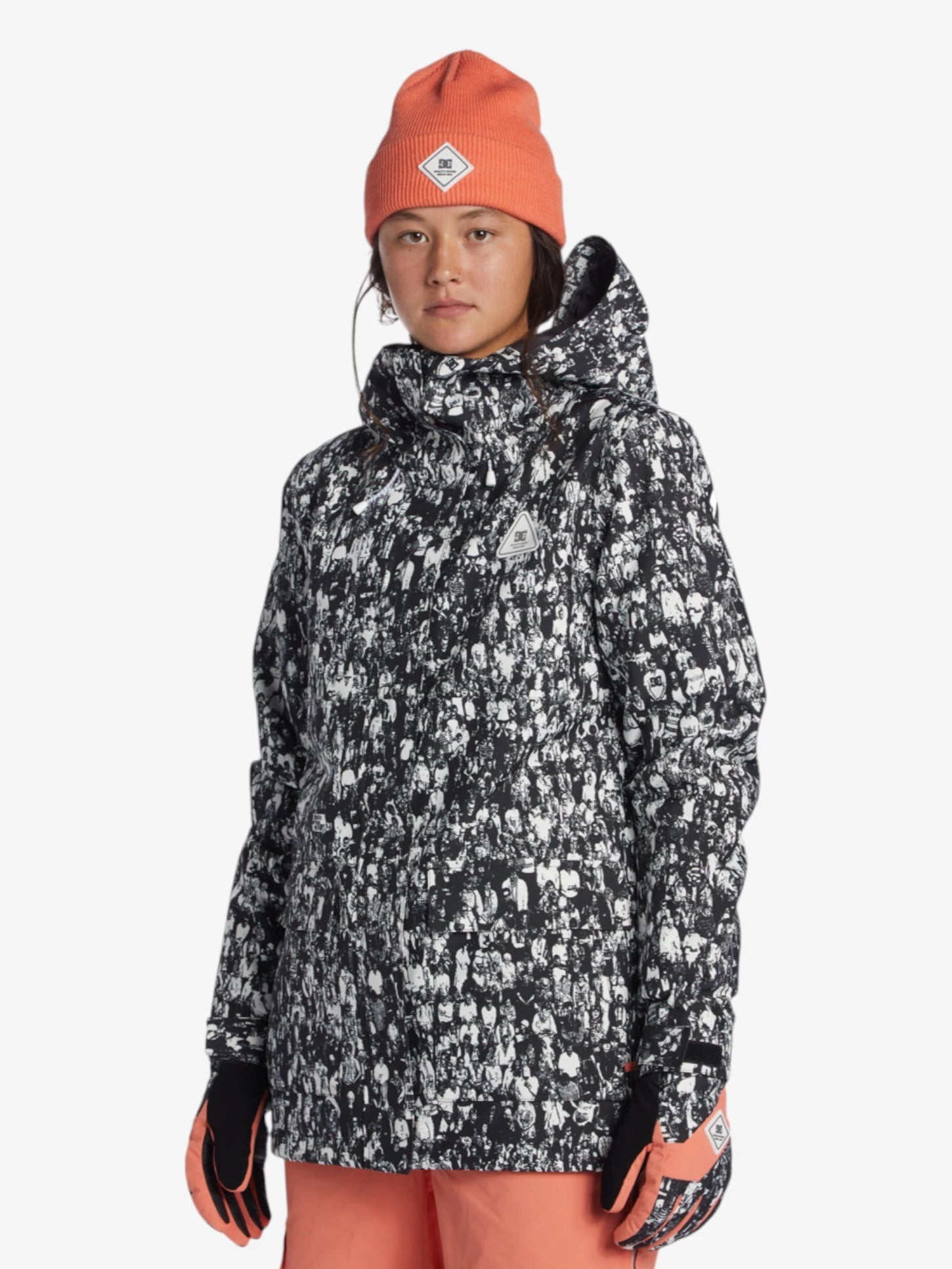 DC Women's Snow Cruiser Jacket - Black & White Print - Waterproof Winter Coat for Skiing, Snowboarding & Outdoor Adventures