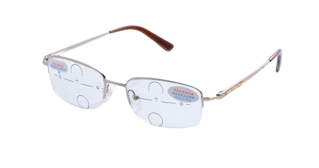 Stylish Men's Metal Progressive Reading Glasses - Silver & Gold Frames for Computer Work, Reading & Everyday Use