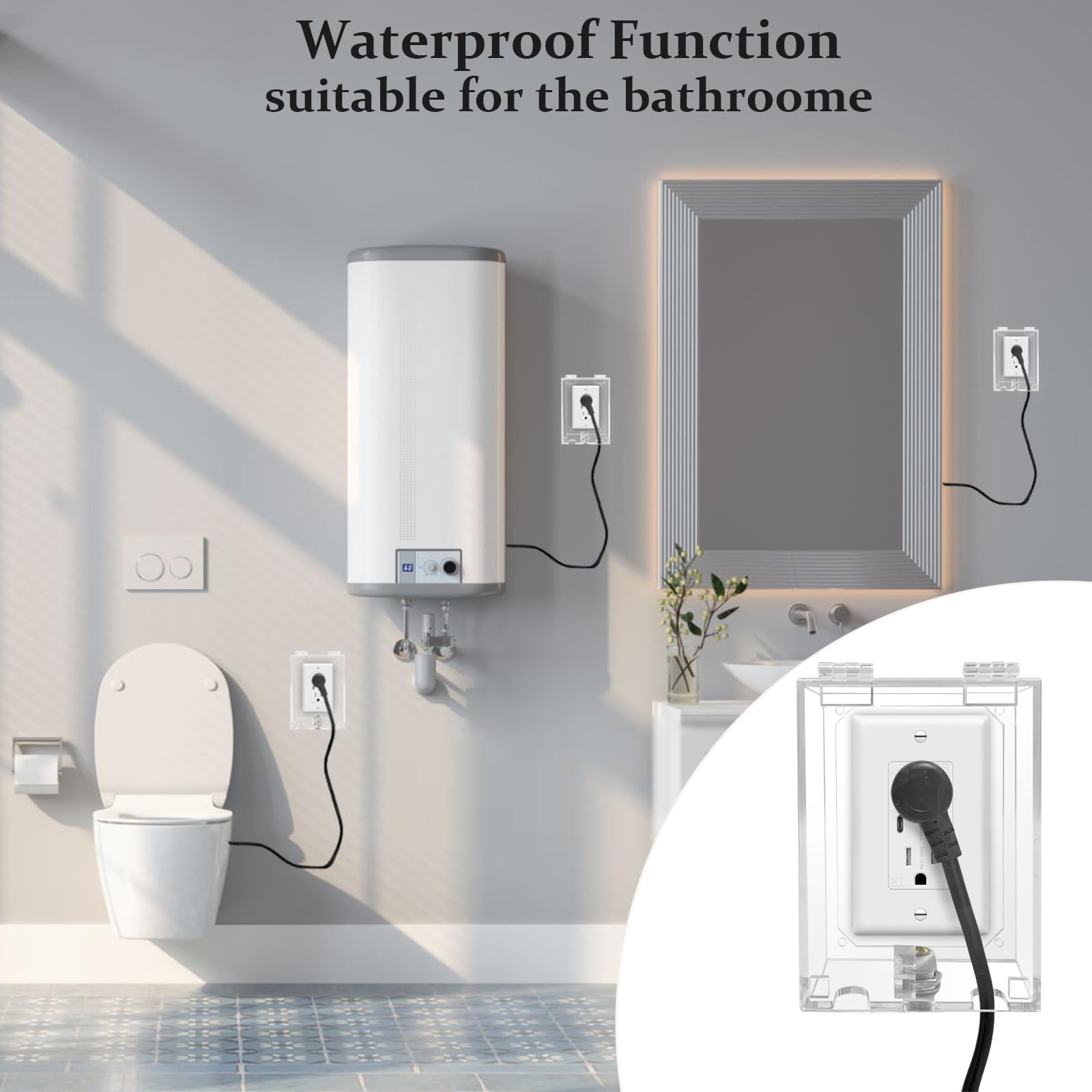 Baby Proof Electrical Outlet Cover Box - Child Safety Wall Outlet Protector with Lock, Fits Standard Plugs & Adapters (4.95