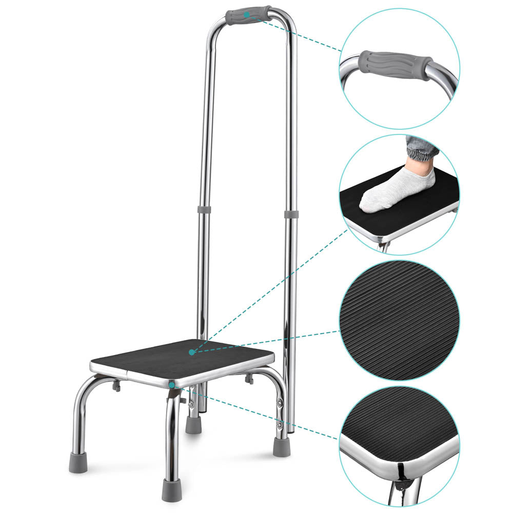 TheLAShop Heavy Duty Steel Safety Step Stool with Non-Slip Handle - 16
