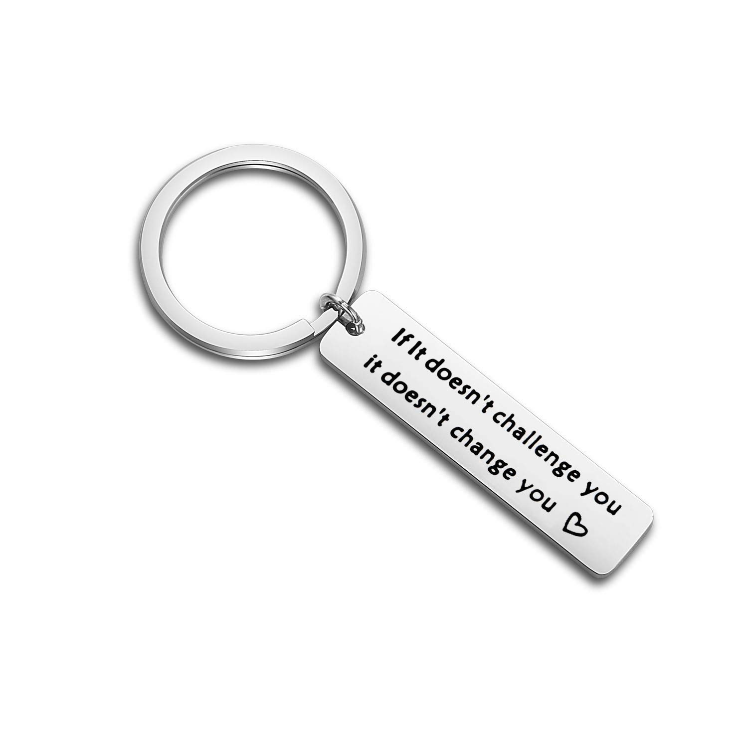 WUSUANED Motivational Fitness Keychain - 'If It Doesn't Challenge You It Doesn't Change You' - Inspirational Workout Gift for Gym Enthusiasts & Athletes - Perfect for Gym Bags, Running Gear & Fitness Motivation