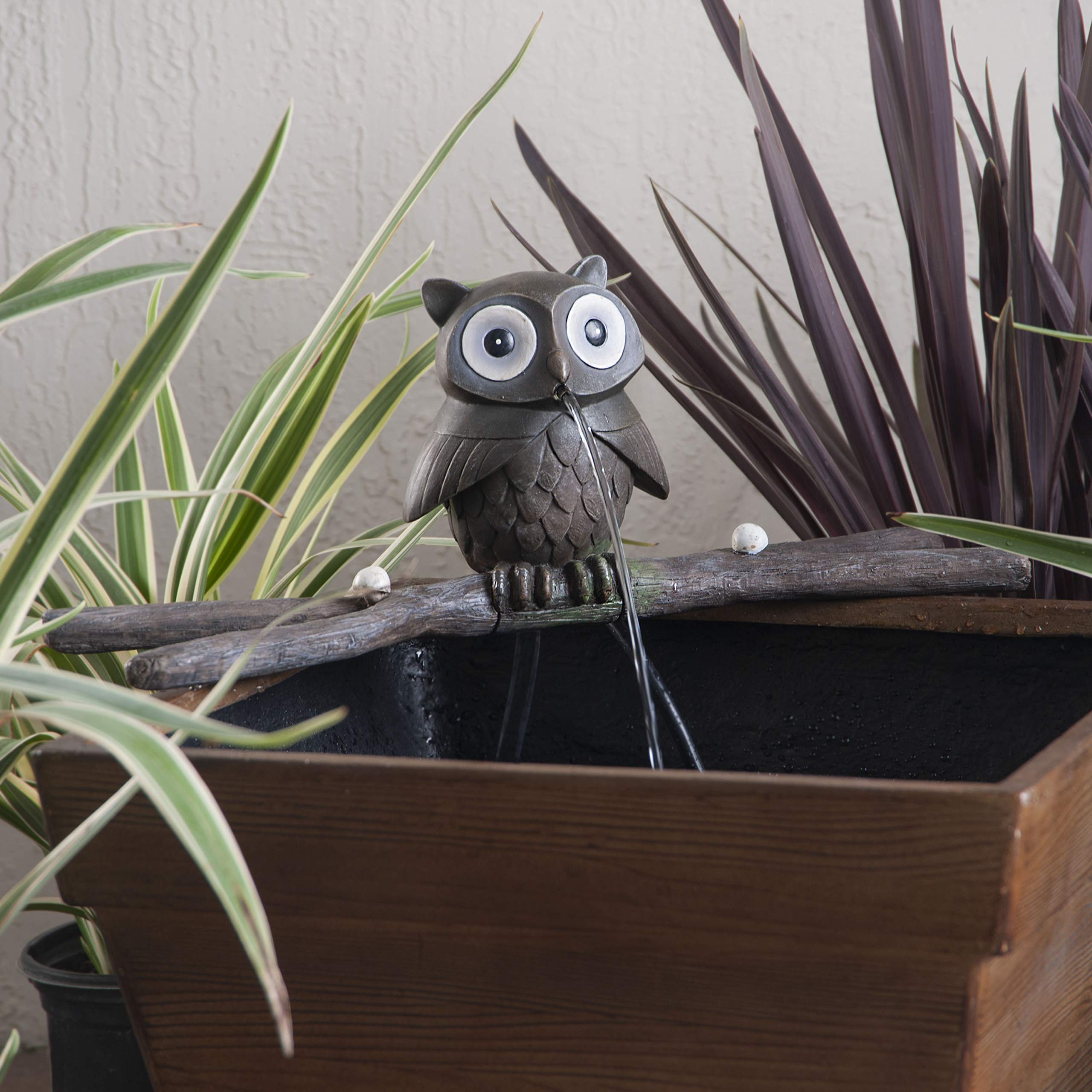 6.5-inch Owl Planter Fountain - Handmade Resin Outdoor Water Feature Statue for Garden, Patio & Yard Decor | Perfect for Bird Lovers & Nature-Themed Landscaping