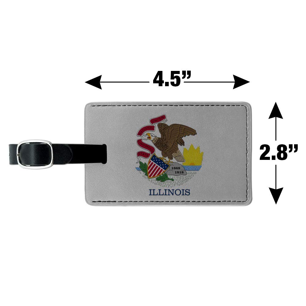 Illinois State Flag Leather Luggage Tag - Durable Rectangle ID Card Holder for Suitcases & Carry-On Bags - Perfect for Travel Identification & Personalization