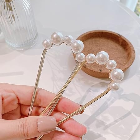 2 Pcs U-Shaped Metal Hair Pins for Women - 4.3 Inch French Hairpins for Buns, Updos & Chignons - Vintage Tortoise Shell Hair Forks for Thin or Thick Hair - Perfect for Weddings, Prom & Everyday Styling