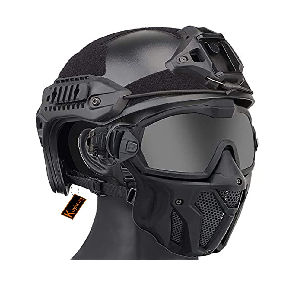 Tactical Fast Helmet with Detachable Anti-Fog Goggles & Breathable Mask - Military Airsoft Paintball Hunting Shooting Gear for Outdoor Sports & Combat Training