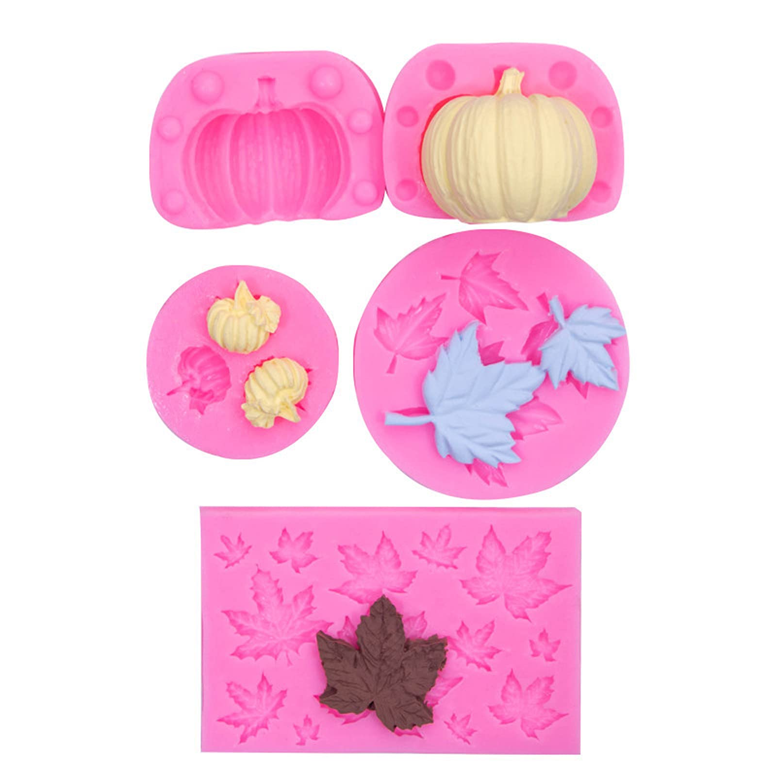 Shanrya Maple Leaf Silicone Mold Set for Baking - DIY Pumpkin, Biscuit & Cake Decorations - Perfect for Fall Parties, Thanksgiving, Halloween & Home Baking Gifts